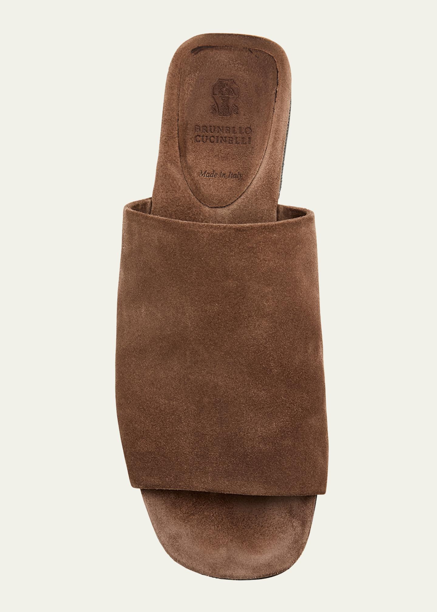 Brunello Cucinelli Monili Suede Mule Sandals - Bergdorf Goodman