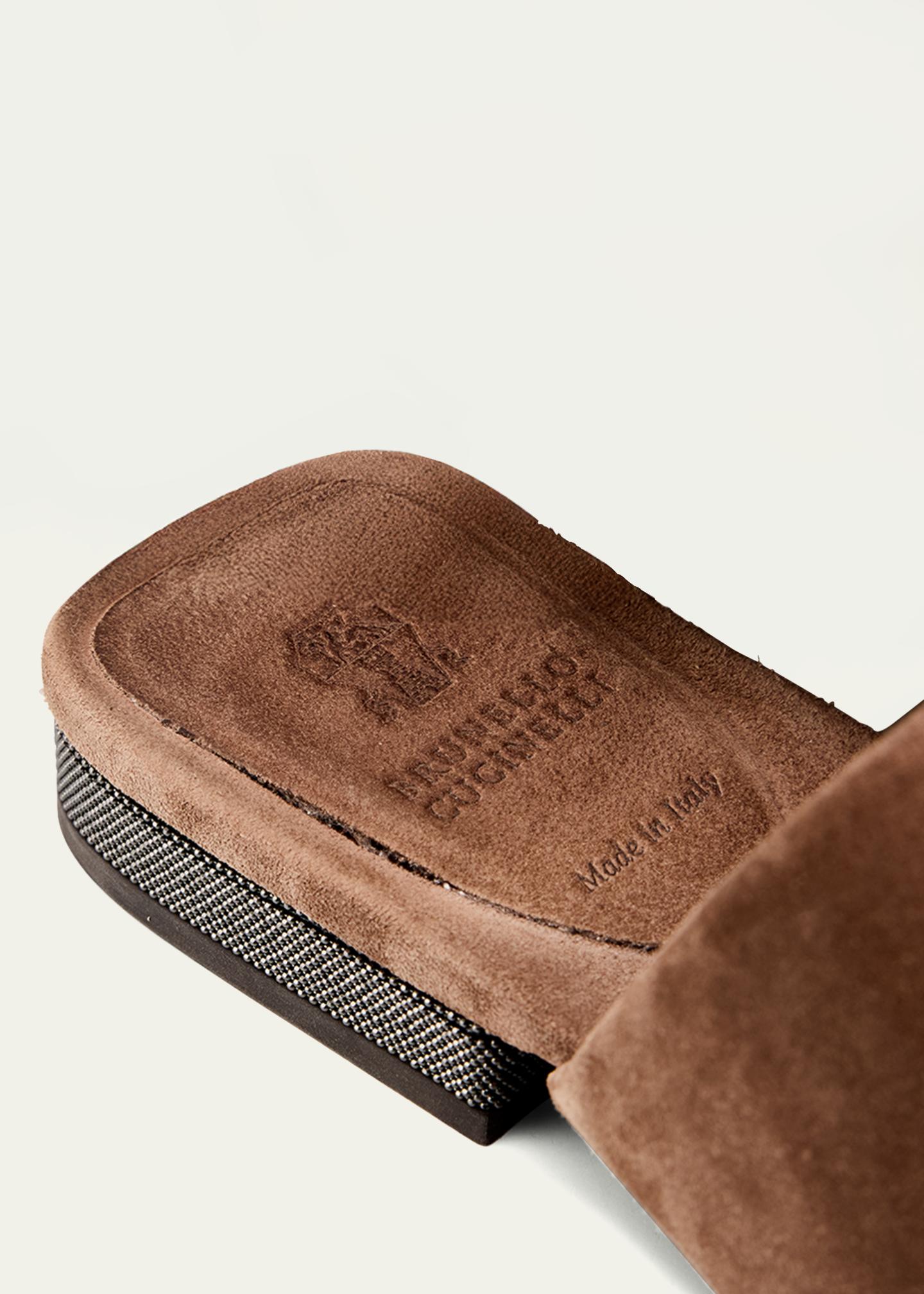 Brunello Cucinelli Monili Suede Mule Sandals - Bergdorf Goodman