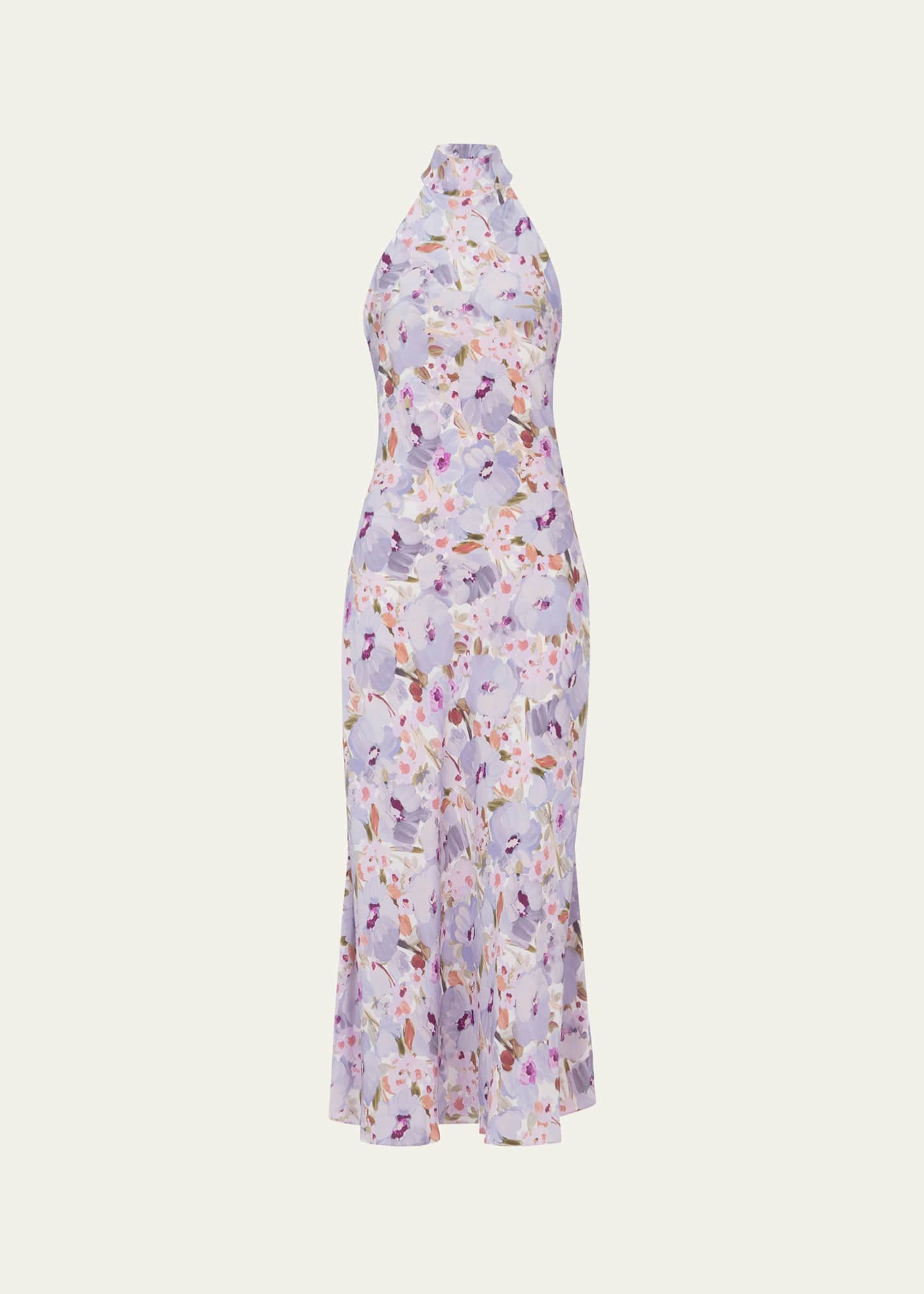 Balmain Floral-Print Silk Cowl Backless Midi Dress - Bergdorf Goodman