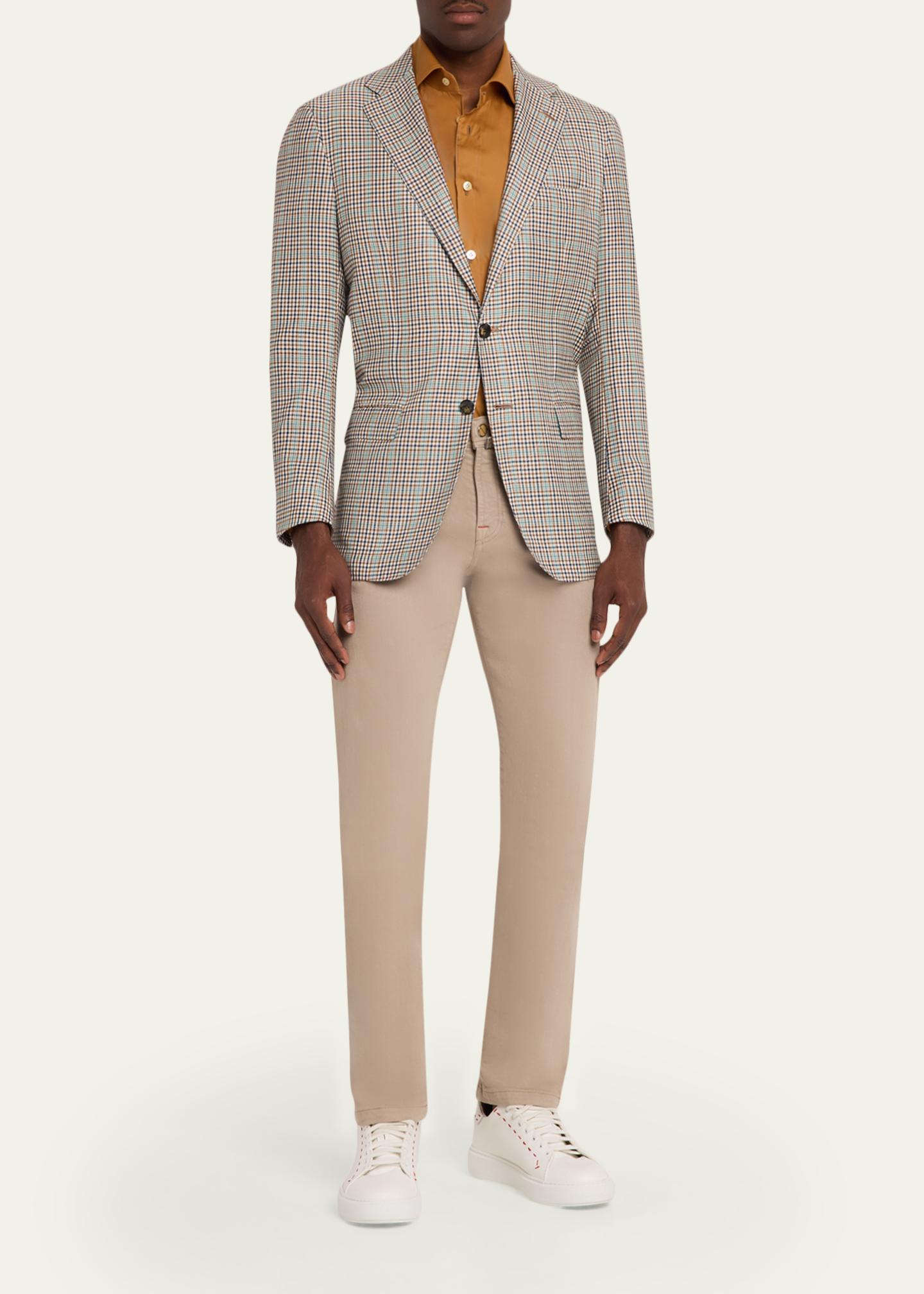 Kiton Men's Cashmere and Silk Multi-Check Deconstructed Sport Coat