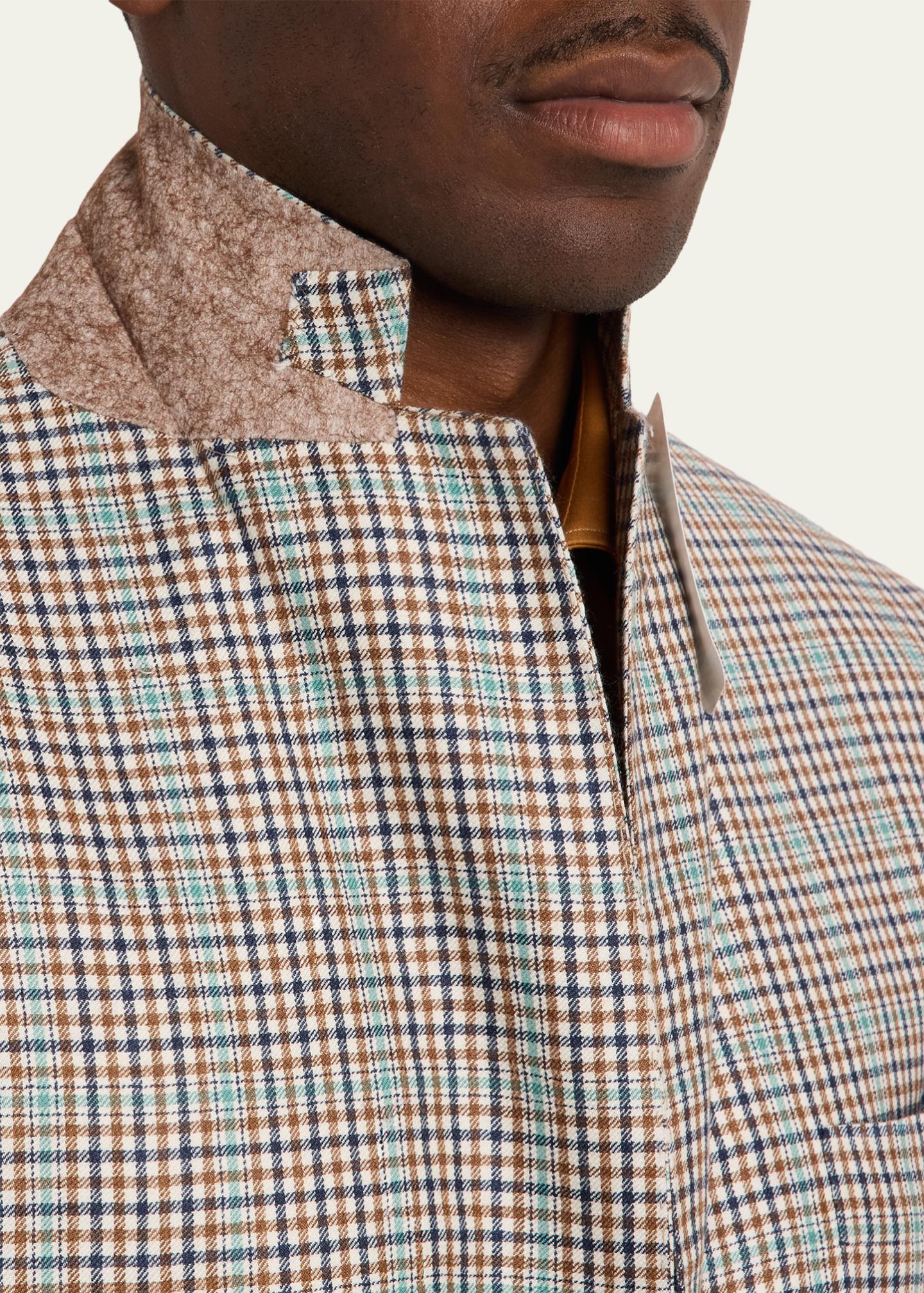 Kiton Men's Cashmere and Silk Multi-Check Deconstructed Sport Coat