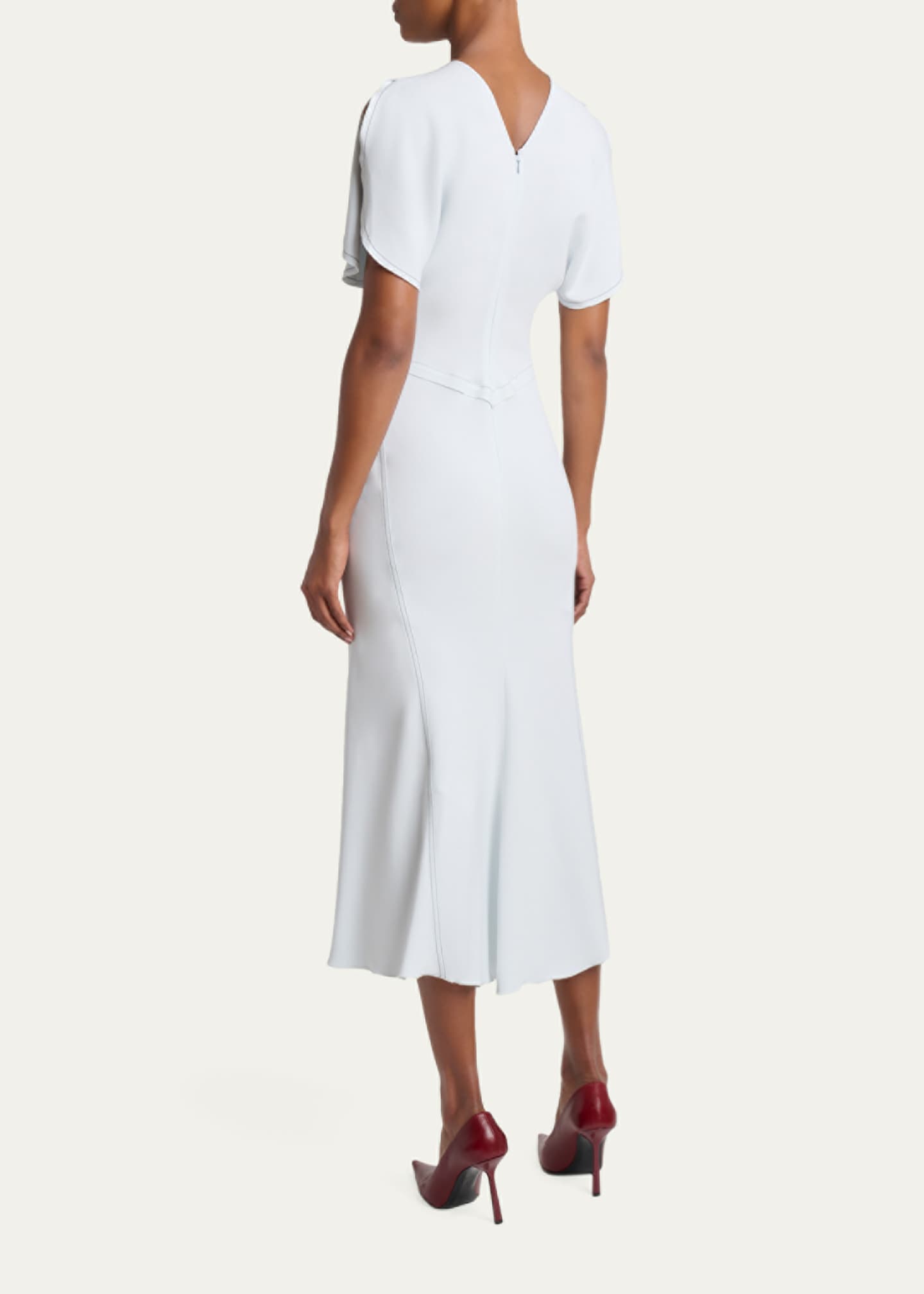 Victoria Beckham Gathered Waist Crepe Midi Dress - Bergdorf Goodman