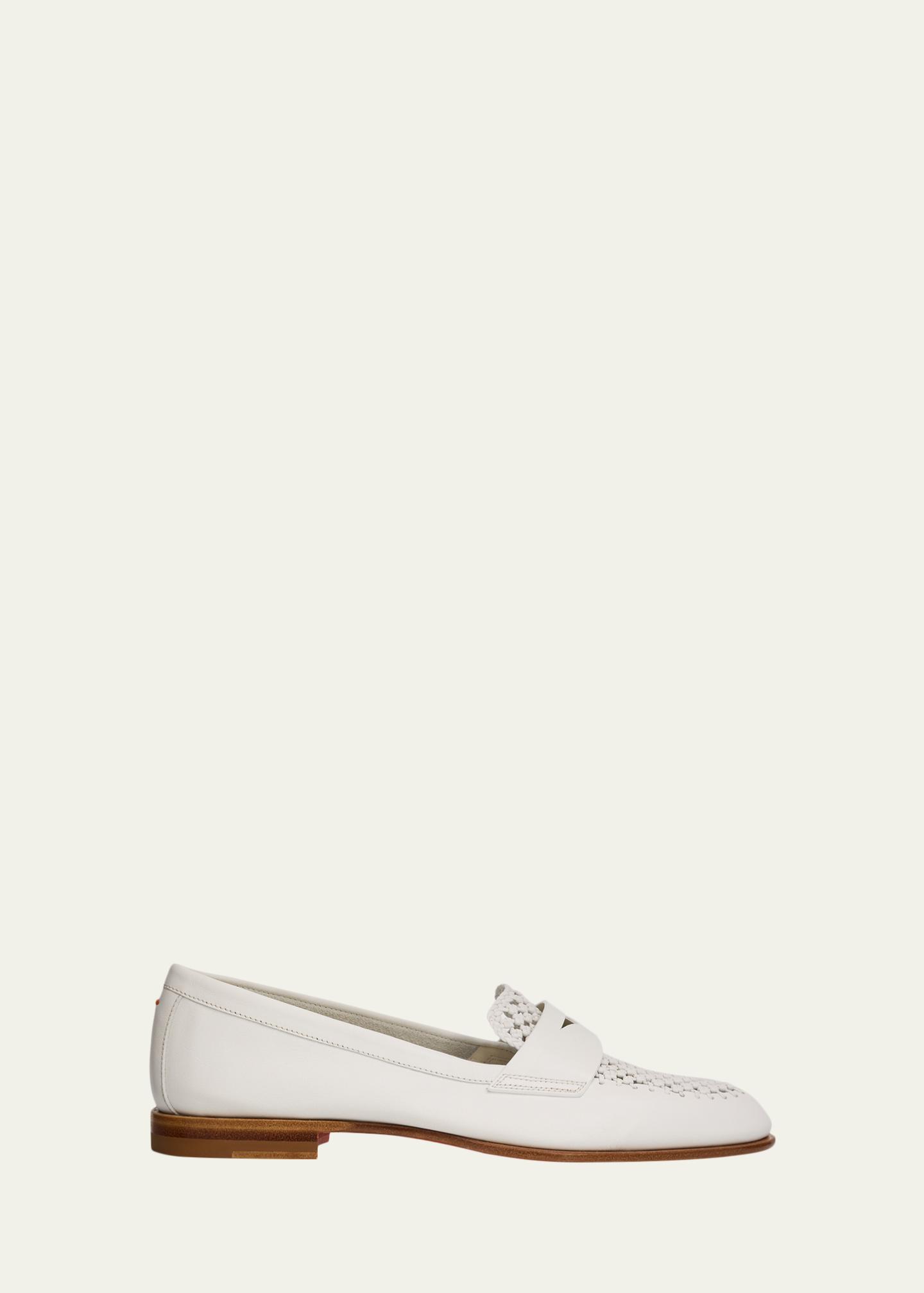 Santoni Luce Woven Leather Penny Loafers - Bergdorf Goodman
