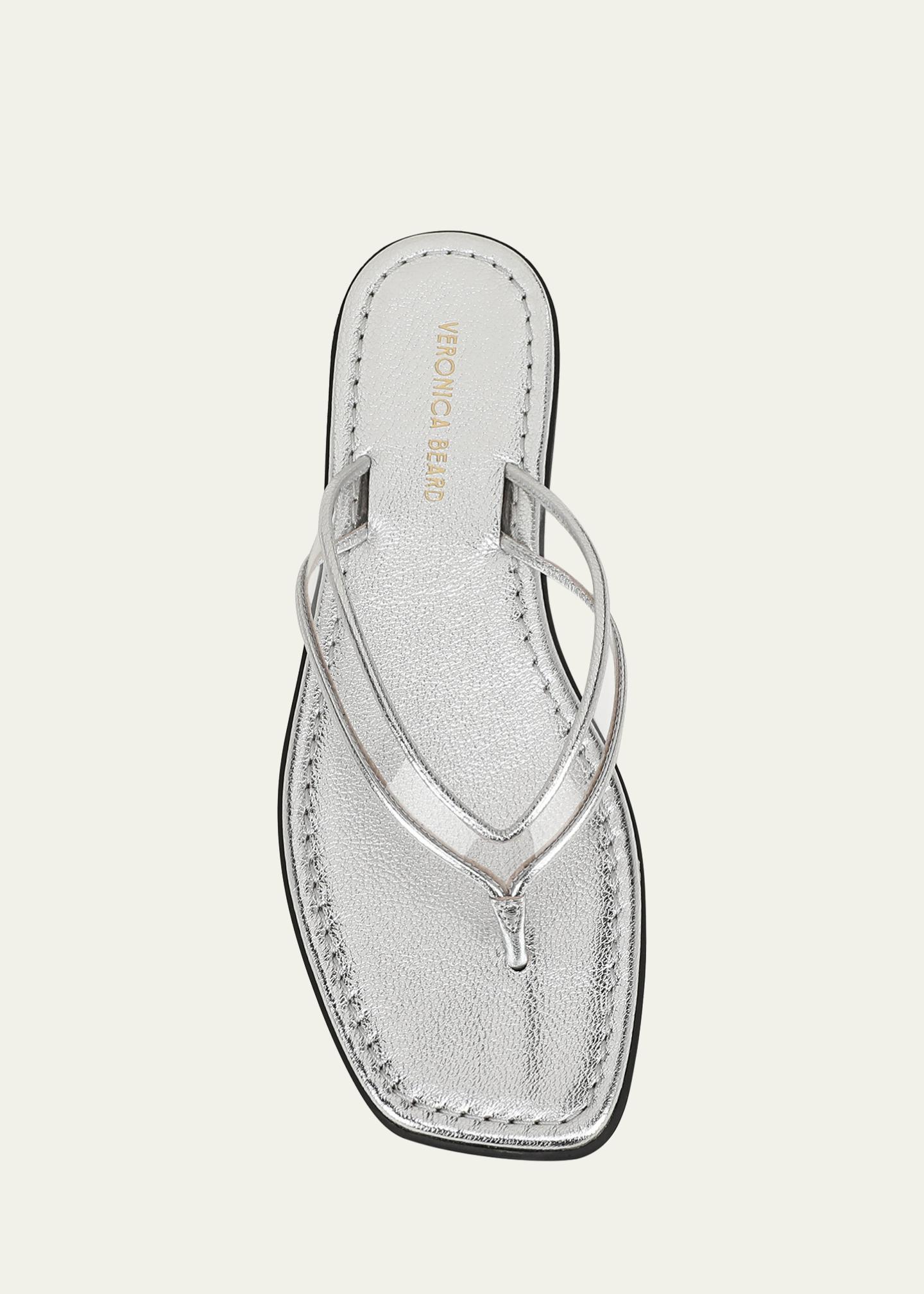 Veronica Beard Clea Metallic Leather Jelly Thong Sandals
