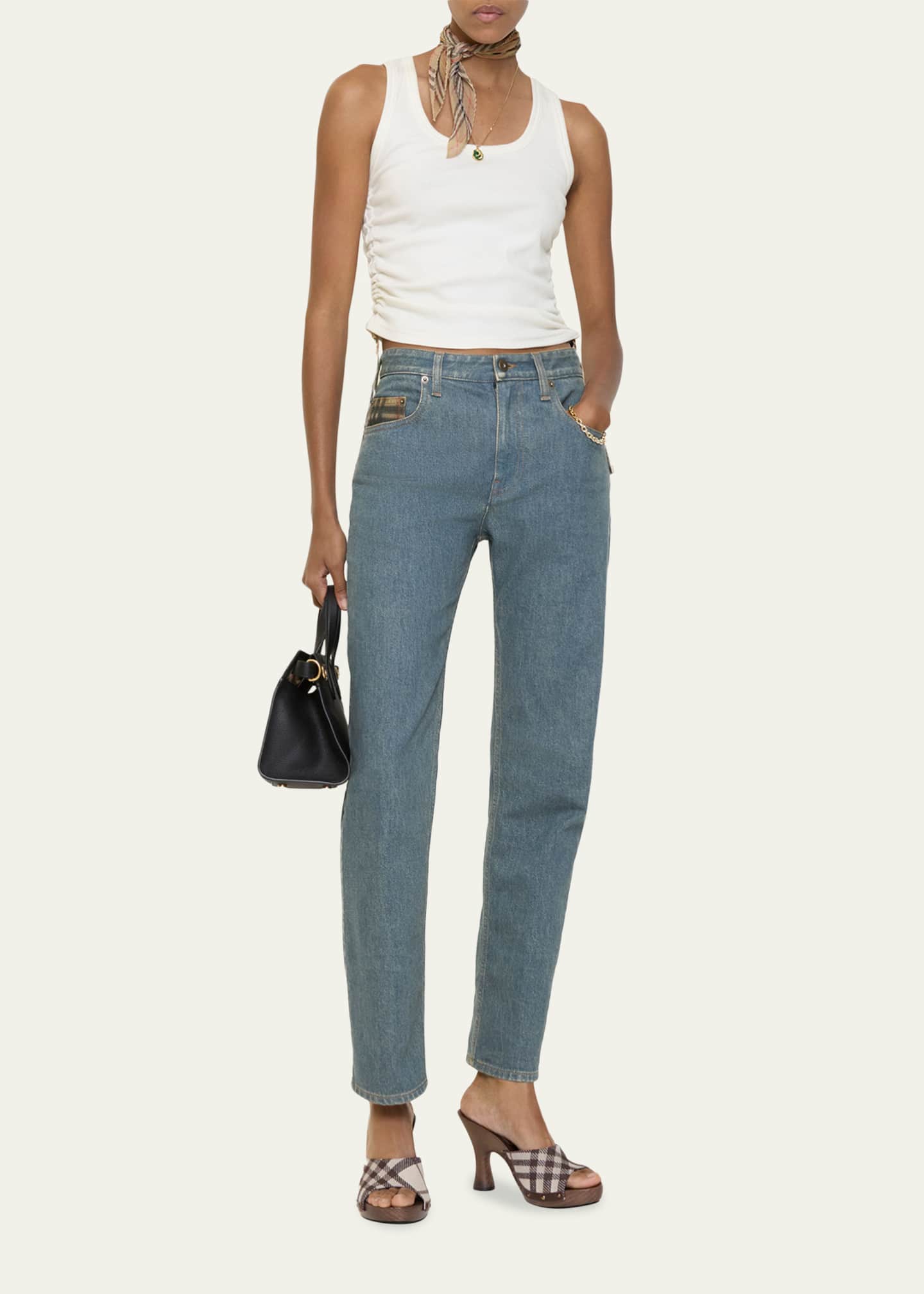 Burberry Dalia Check Pocket Straight-Leg Denim Pants - Bergdorf