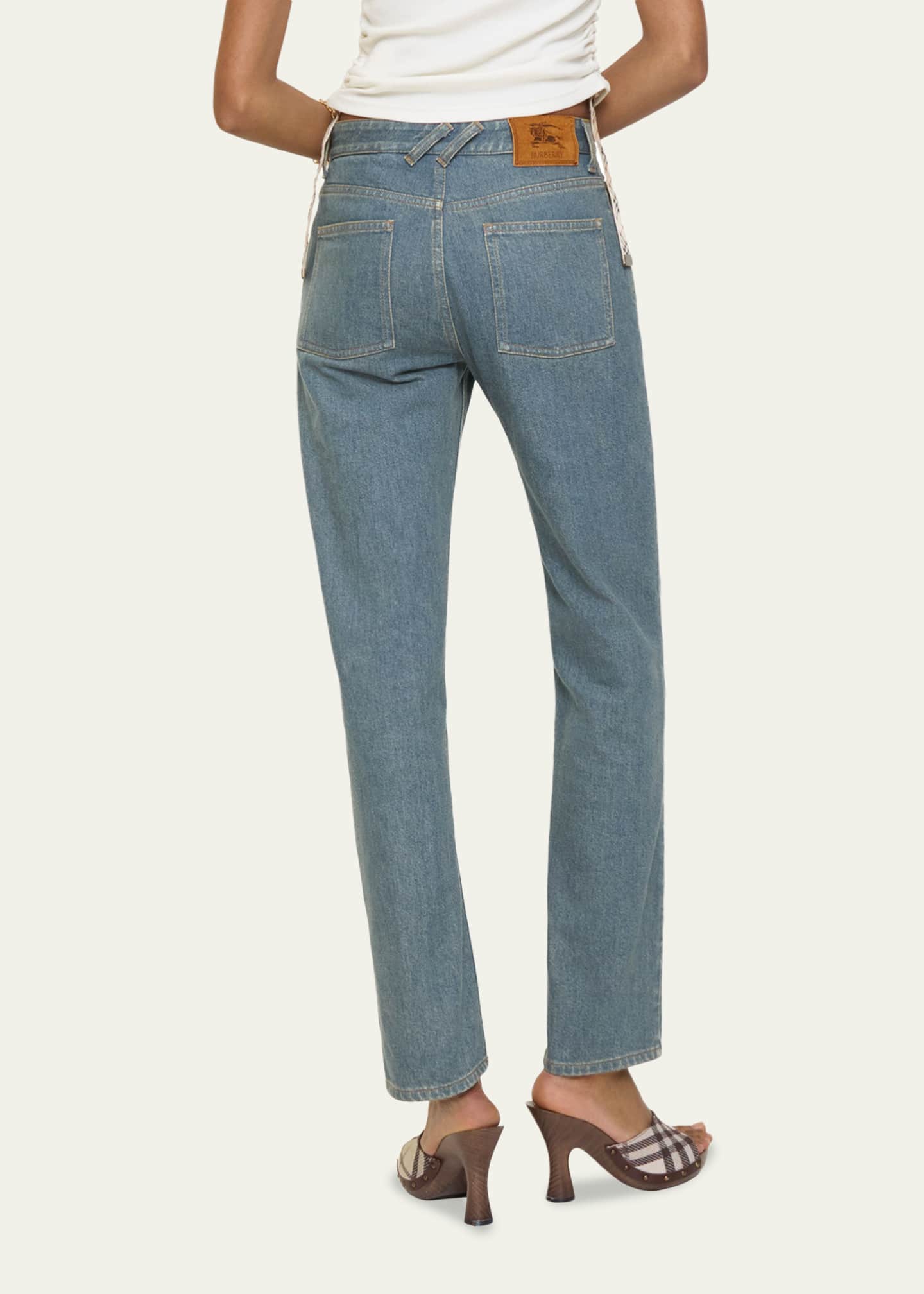 Burberry Dalia Check Pocket Straight-Leg Denim Pants - Bergdorf