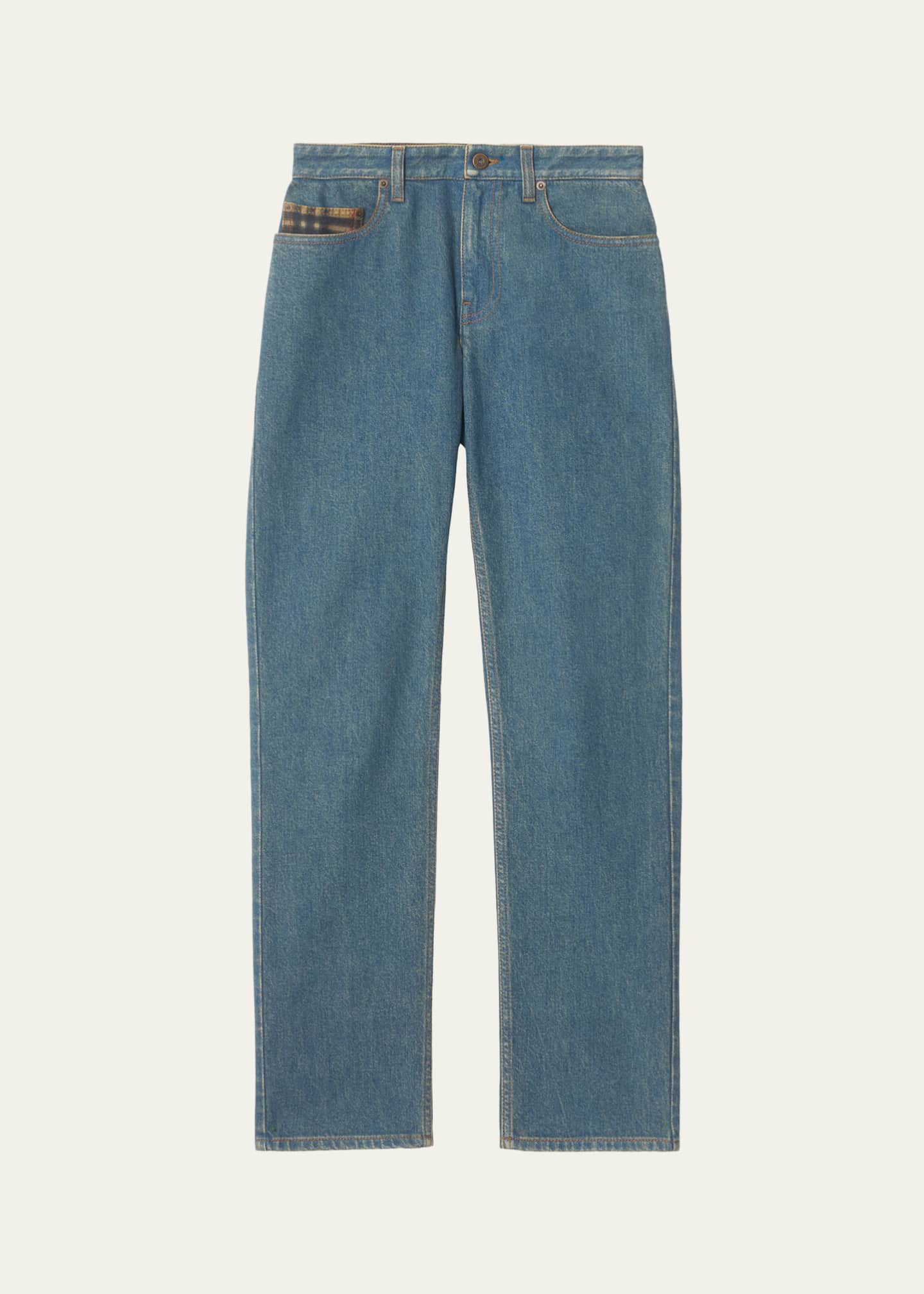 Burberry Dalia Check Pocket Straight-Leg Denim Pants - Bergdorf
