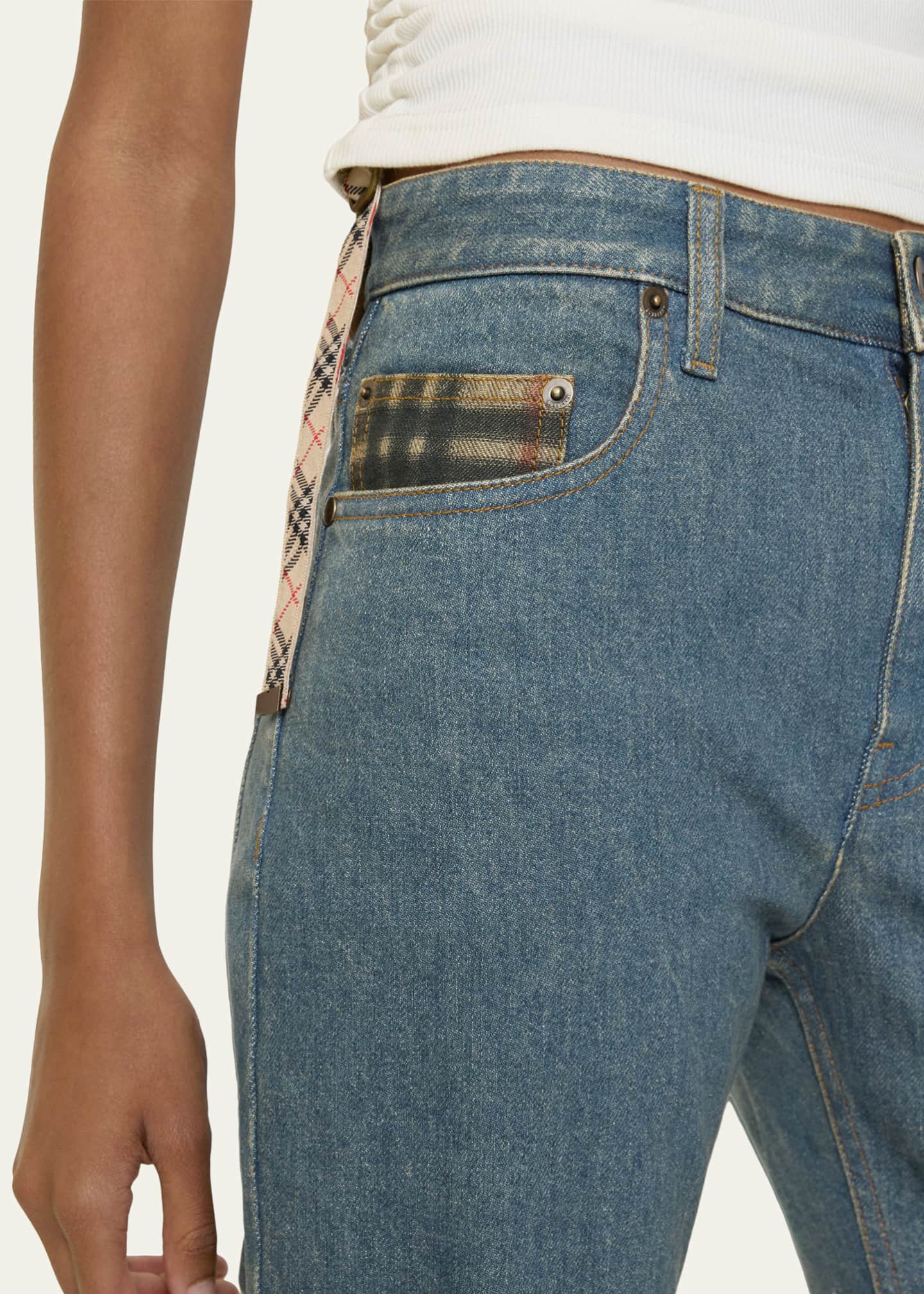 Burberry Dalia Check Pocket Straight-Leg Denim Pants - Bergdorf