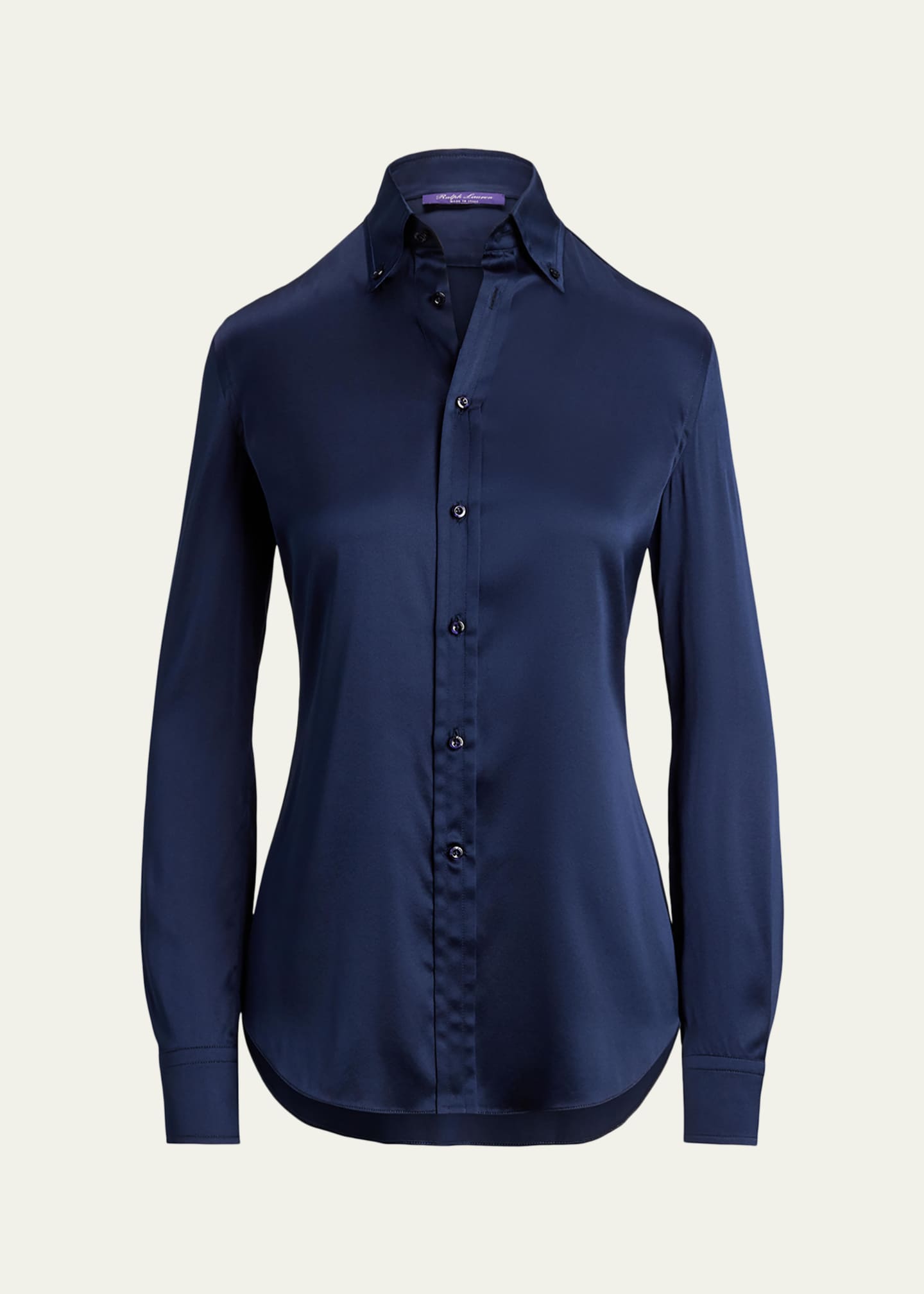 Ralph Lauren Collection Women's Cameron Stretch Silk Charmeuse Button-Down Shirt - Icon Navy - Size 0