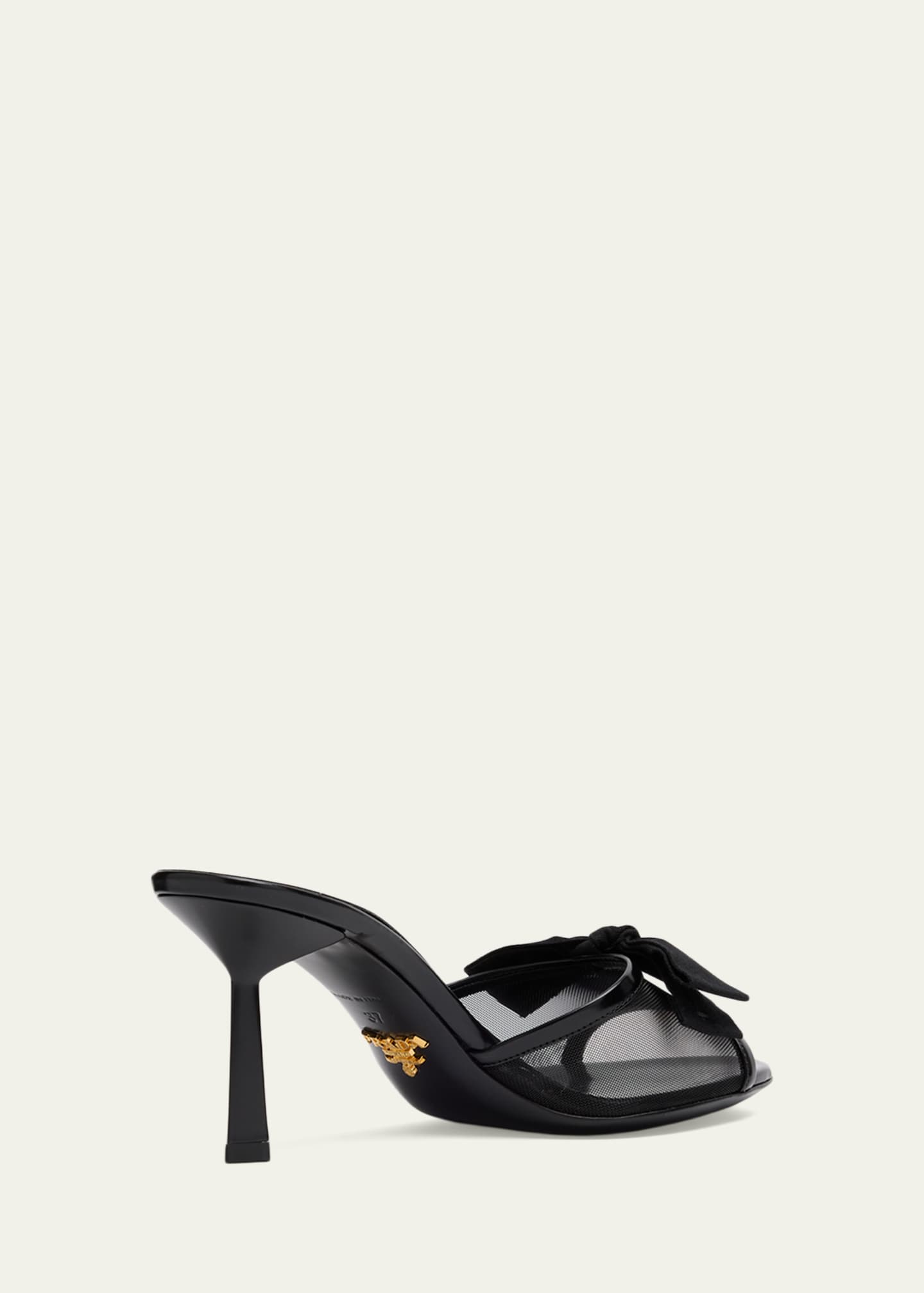 Prada 75mm Logo Bow Mesh Mule Sandals - Bergdorf Goodman