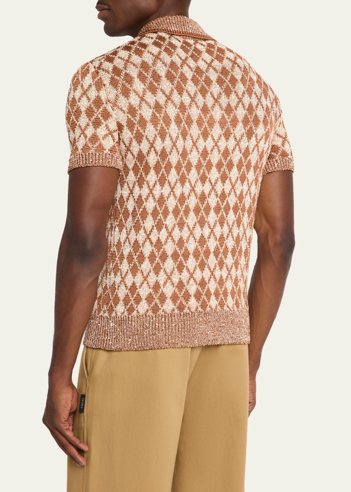 Amiri Men's Argyle Short-Sleeve Polo Sweater - Bergdorf Goodman