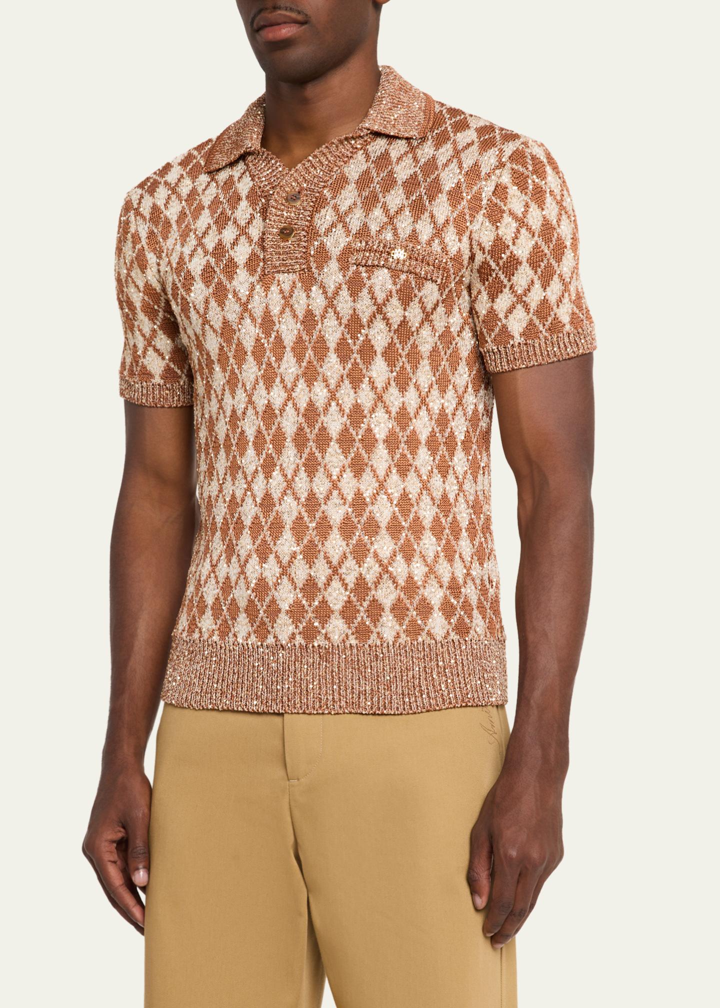 Amiri Men's Argyle Short-Sleeve Polo Sweater - Bergdorf Goodman