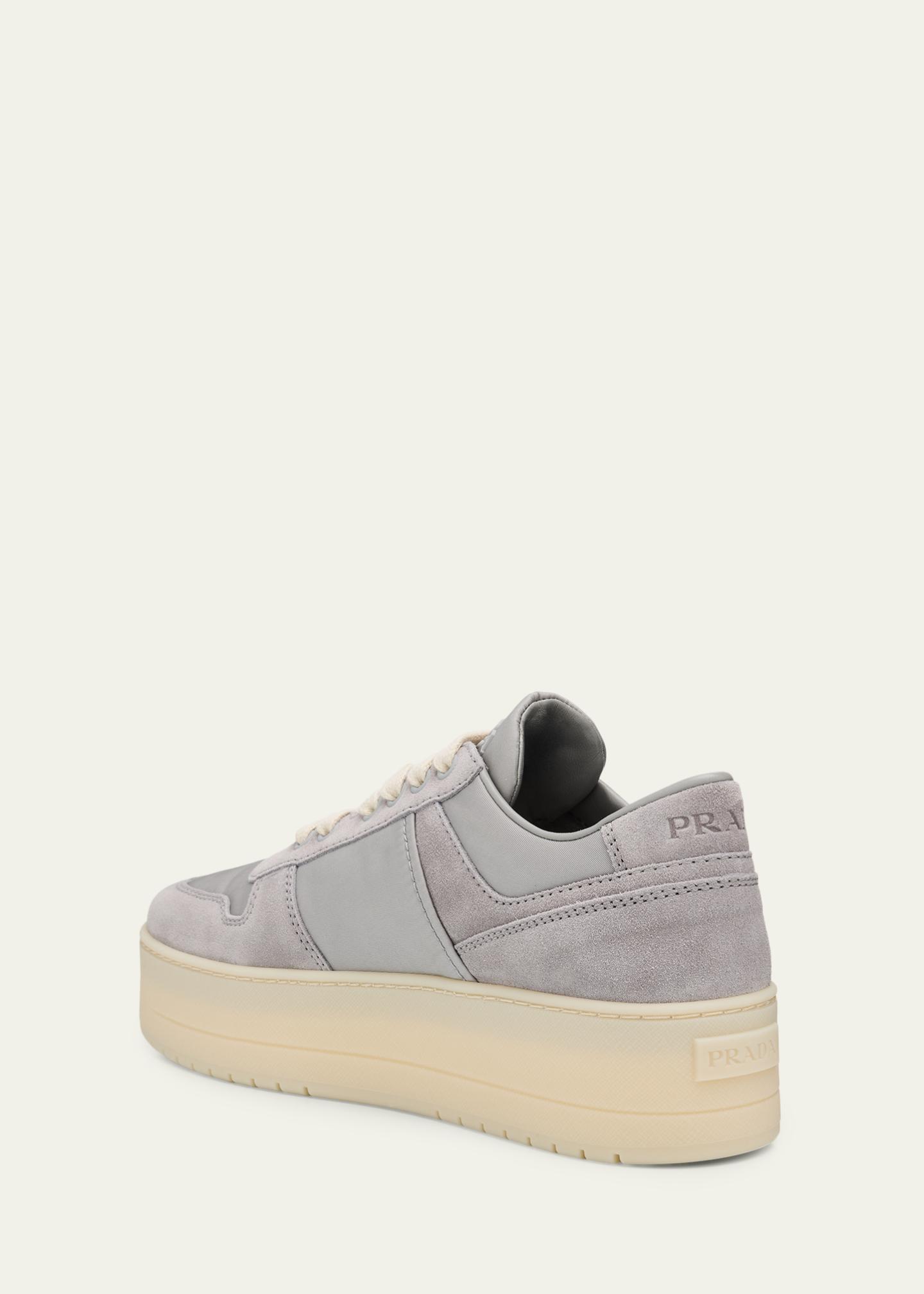 Prada Downtown Bold Re-Nylon and Suede Platform Sneakers