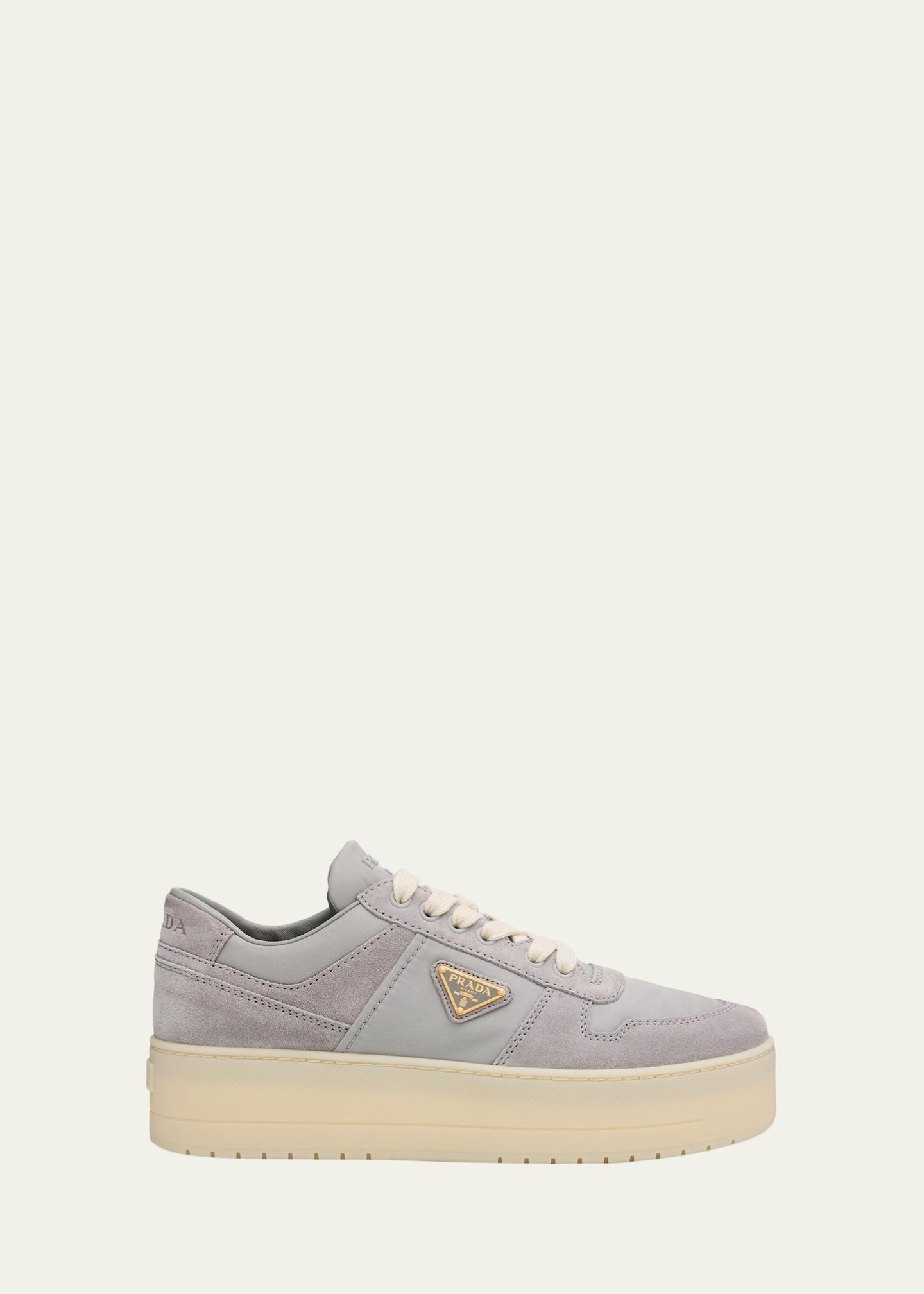 Prada Downtown Bold Re-Nylon and Suede Platform Sneakers
