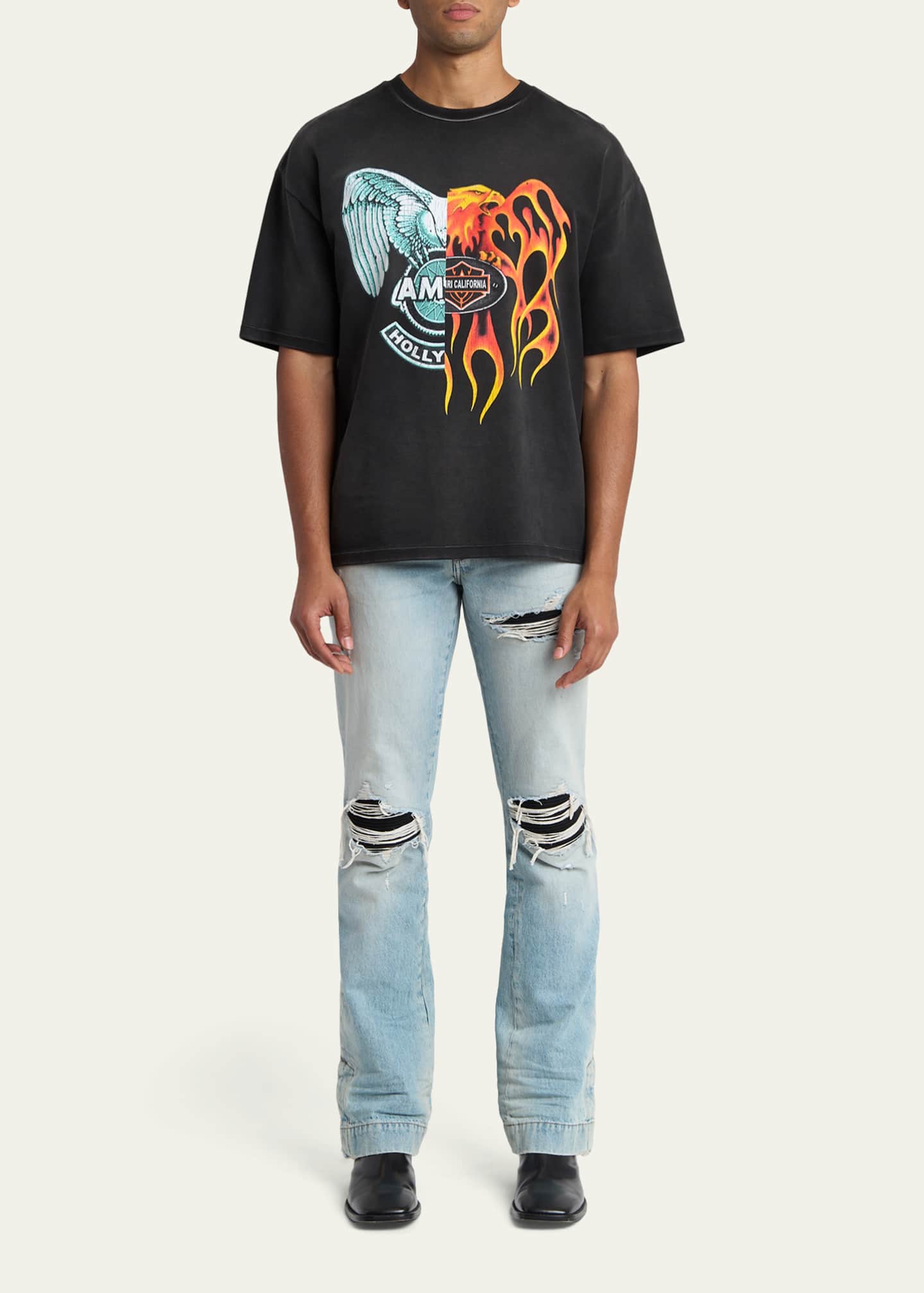 Amiri Men's MX1 Distressed Slim-Fit Flare Jeans - Bergdorf Goodman