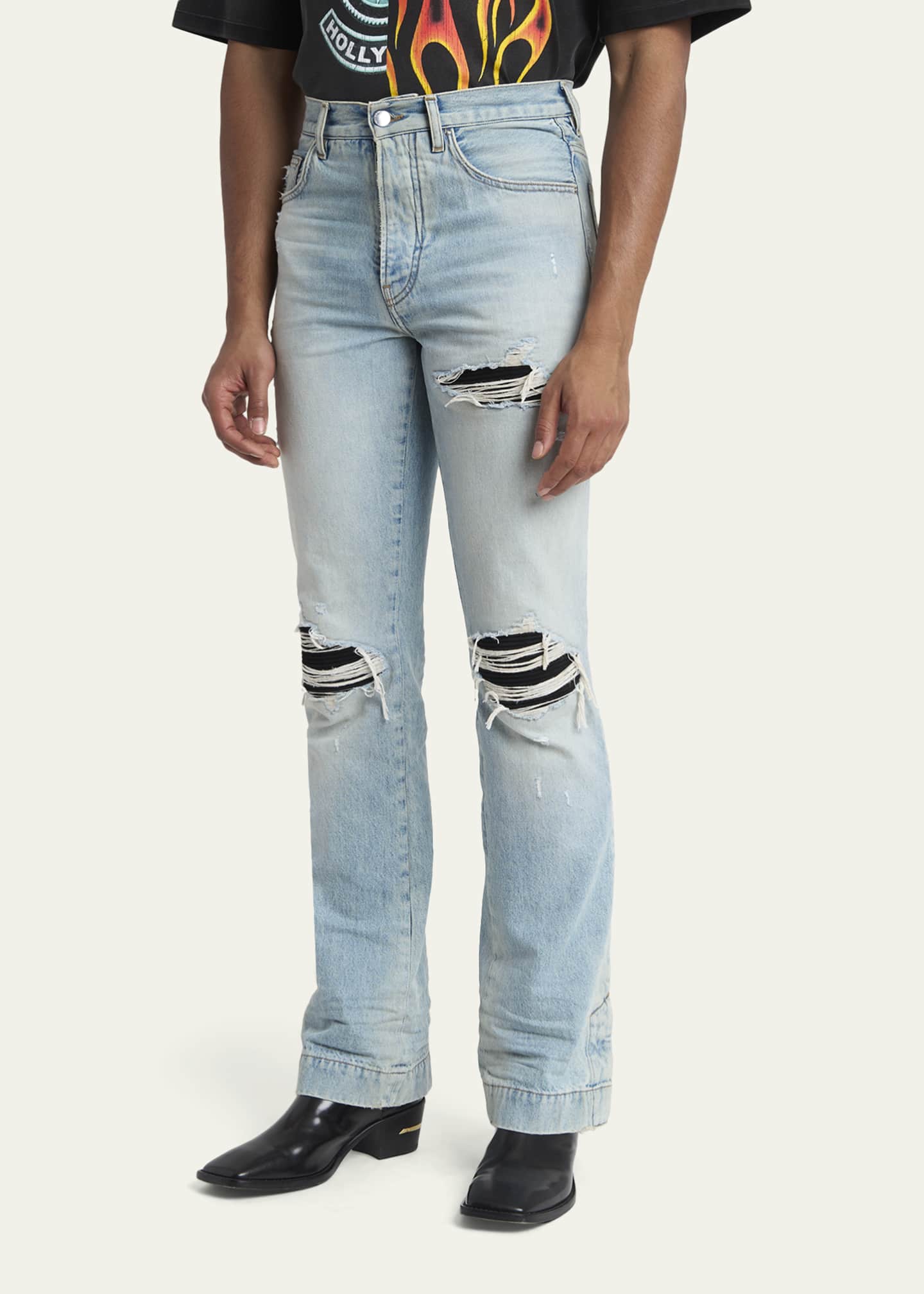 Amiri Men's MX1 Distressed Slim-Fit Flare Jeans - Bergdorf Goodman