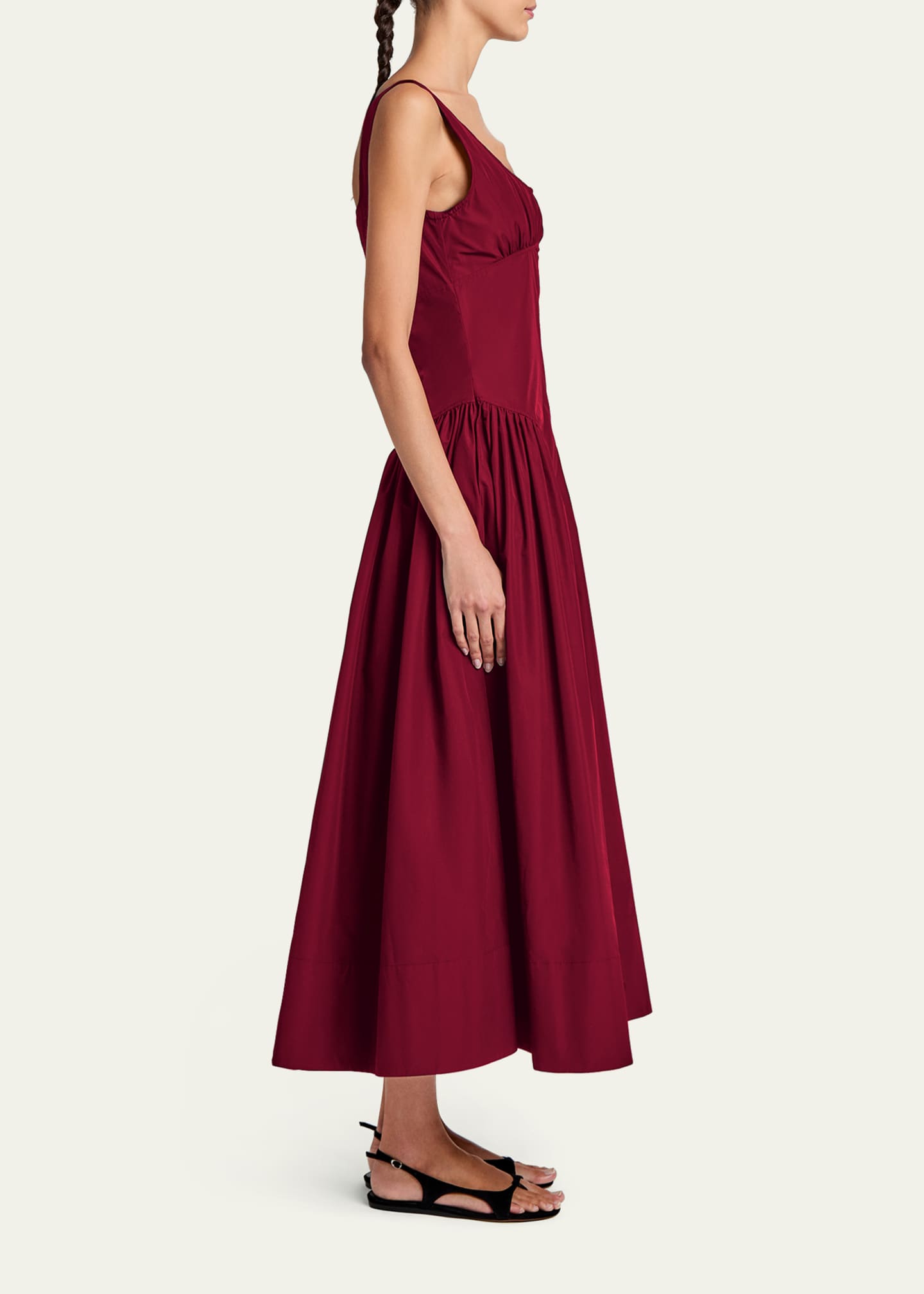 drop waist cotton dress One-Shoulder Cotton Maxi Drop Waist Dress Small