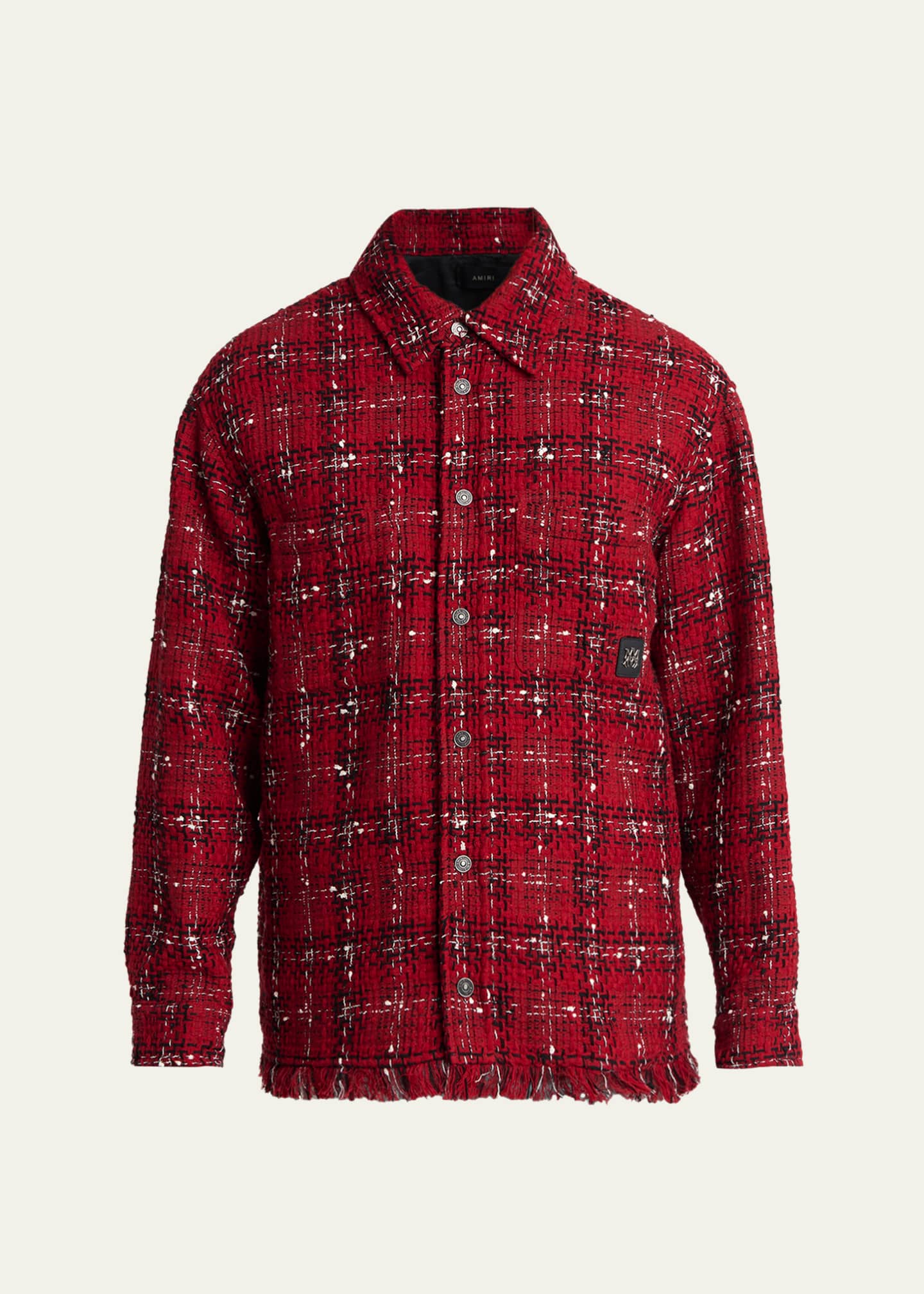Amiri Men's Tweed Flannel Snap-Front Overshirt - Bergdorf Goodman