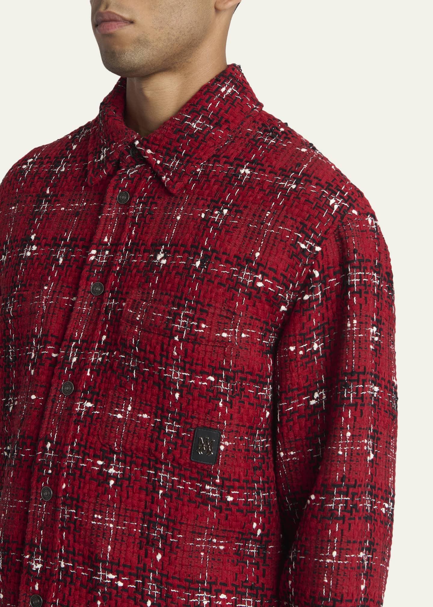 Amiri Men's Tweed Flannel Snap-Front Overshirt - Bergdorf Goodman