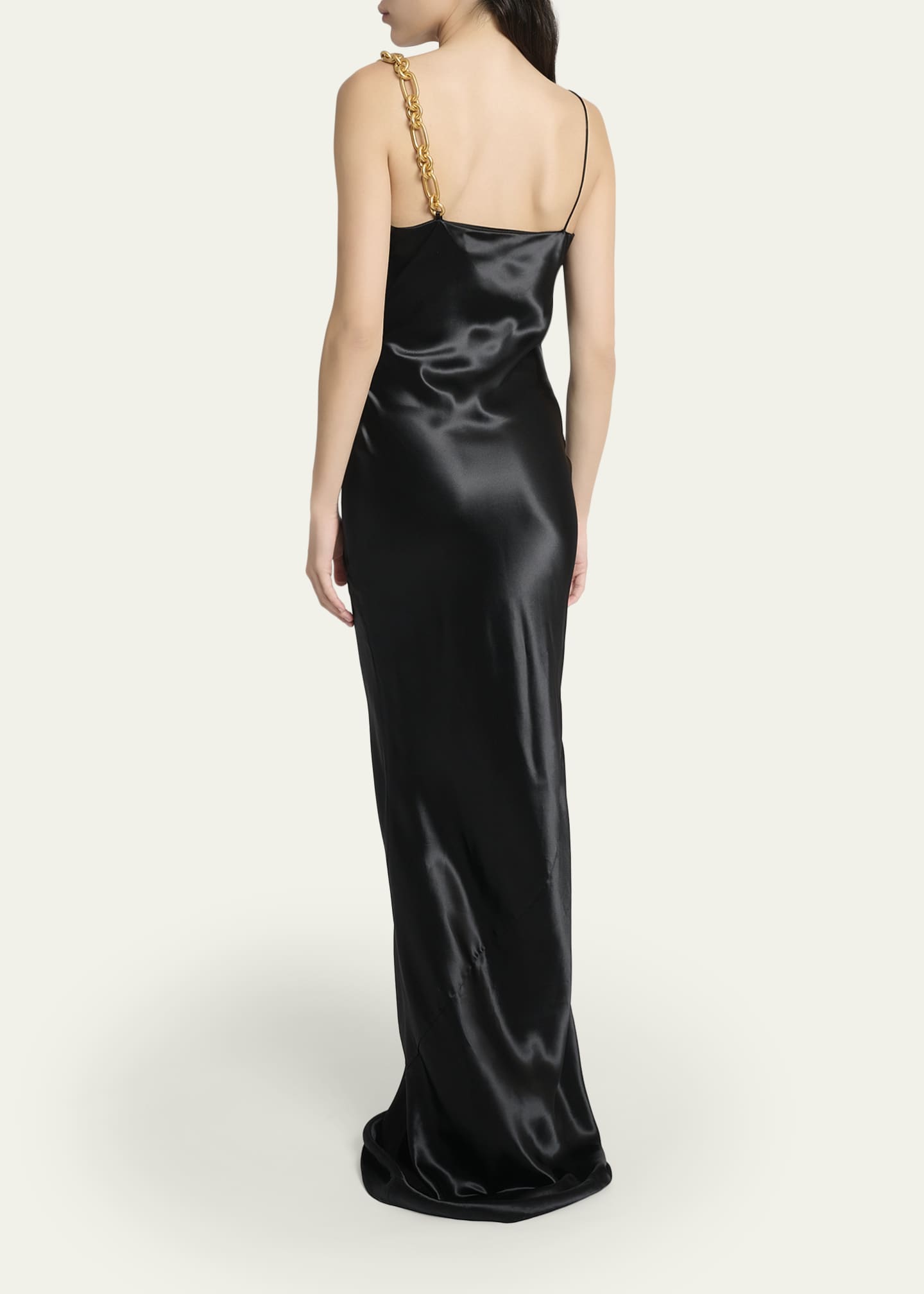 satin chain dress Rabanne Salmon Pink Satin Chain Strap Midi Dress
