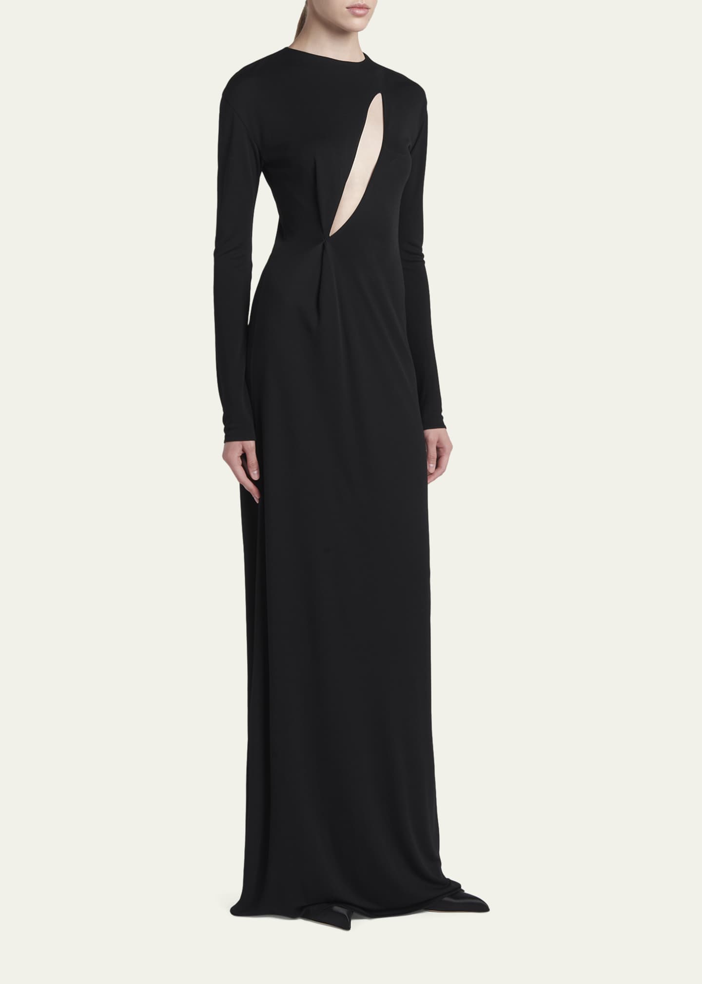 TOM FORD Slash Cutout Long-Sleeve Crepe Jersey Maxi Dress