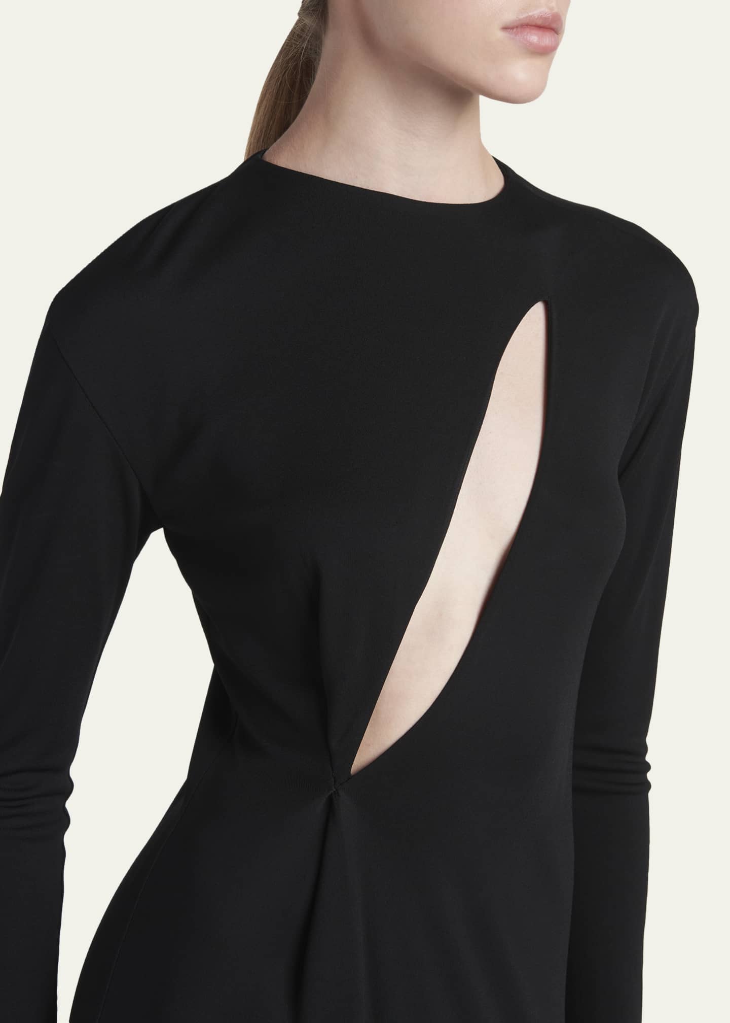 TOM FORD Slash Cutout Long-Sleeve Crepe Jersey Maxi Dress