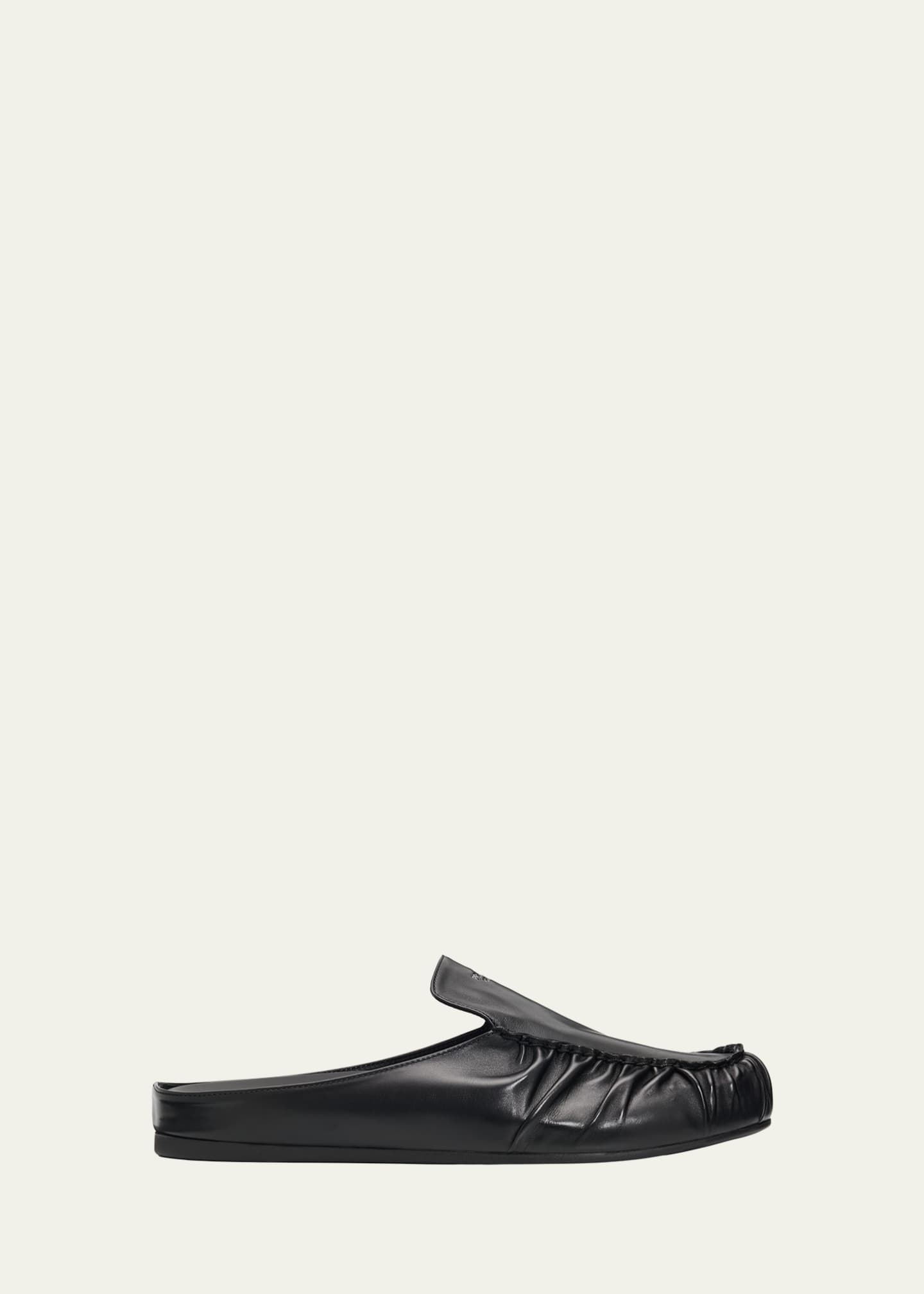 Prada Men's Leather Moc-Toe Mules - Bergdorf Goodman