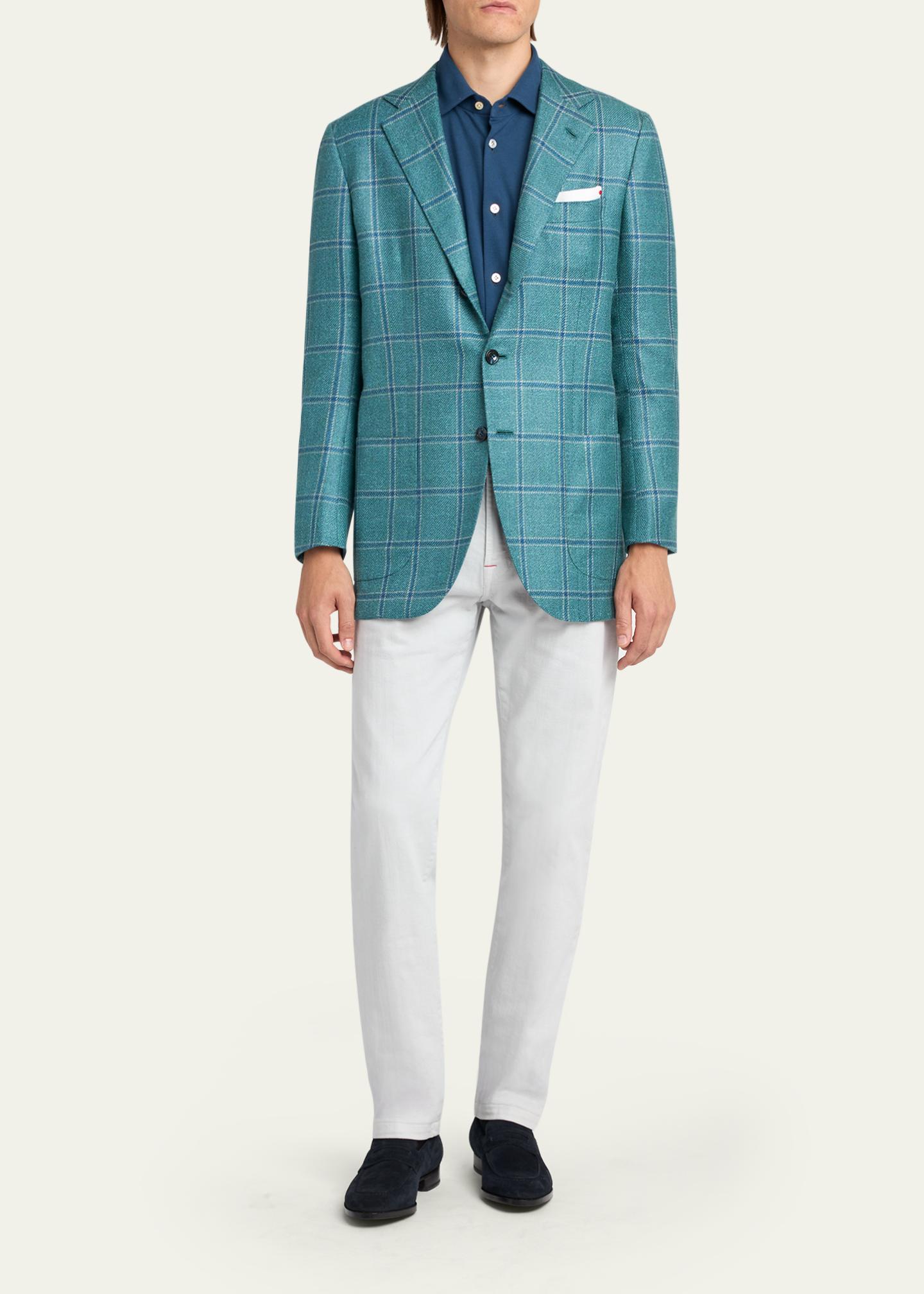 Kiton Men's Windowpane Wool and Cashmere Contemporary-Fit Sport