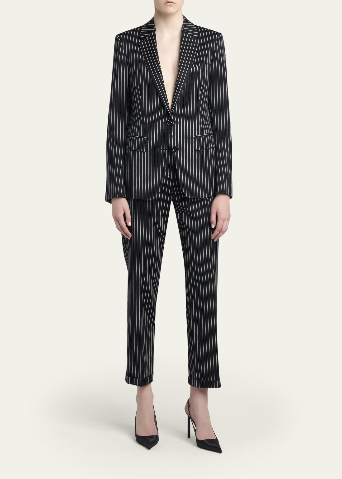 TOM FORD Pinstripe Wool Single-Breasted Blazer Jacket - Bergdorf