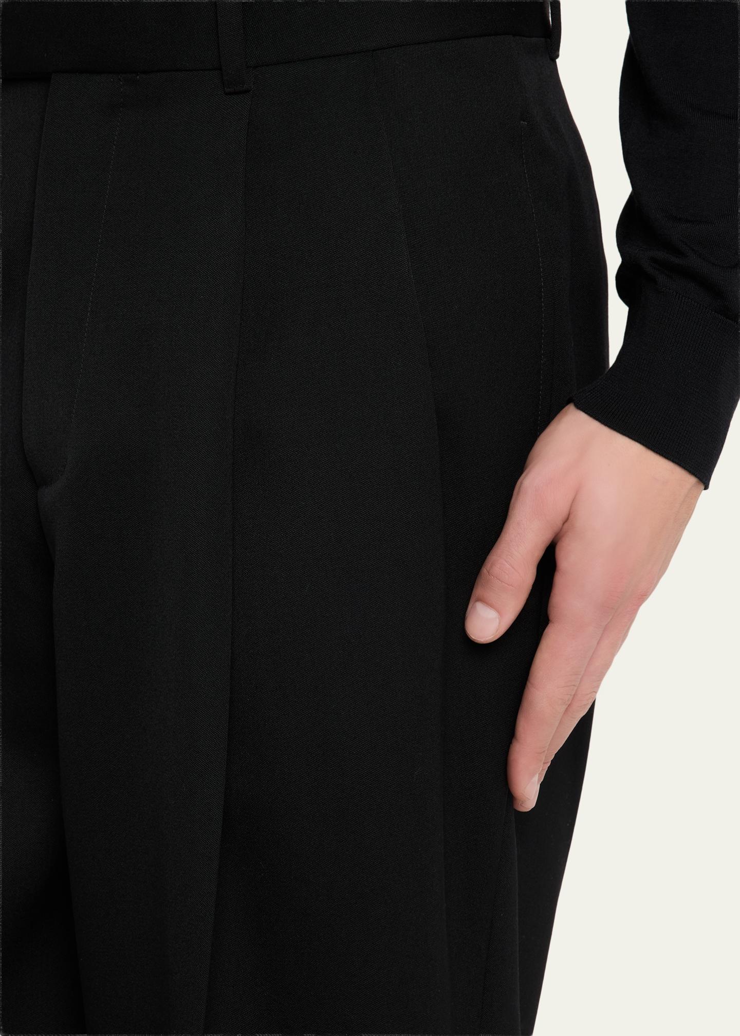 Givenchy Men's Double-Pleat Grain de Poudre Wool Pants - Bergdorf Goodman