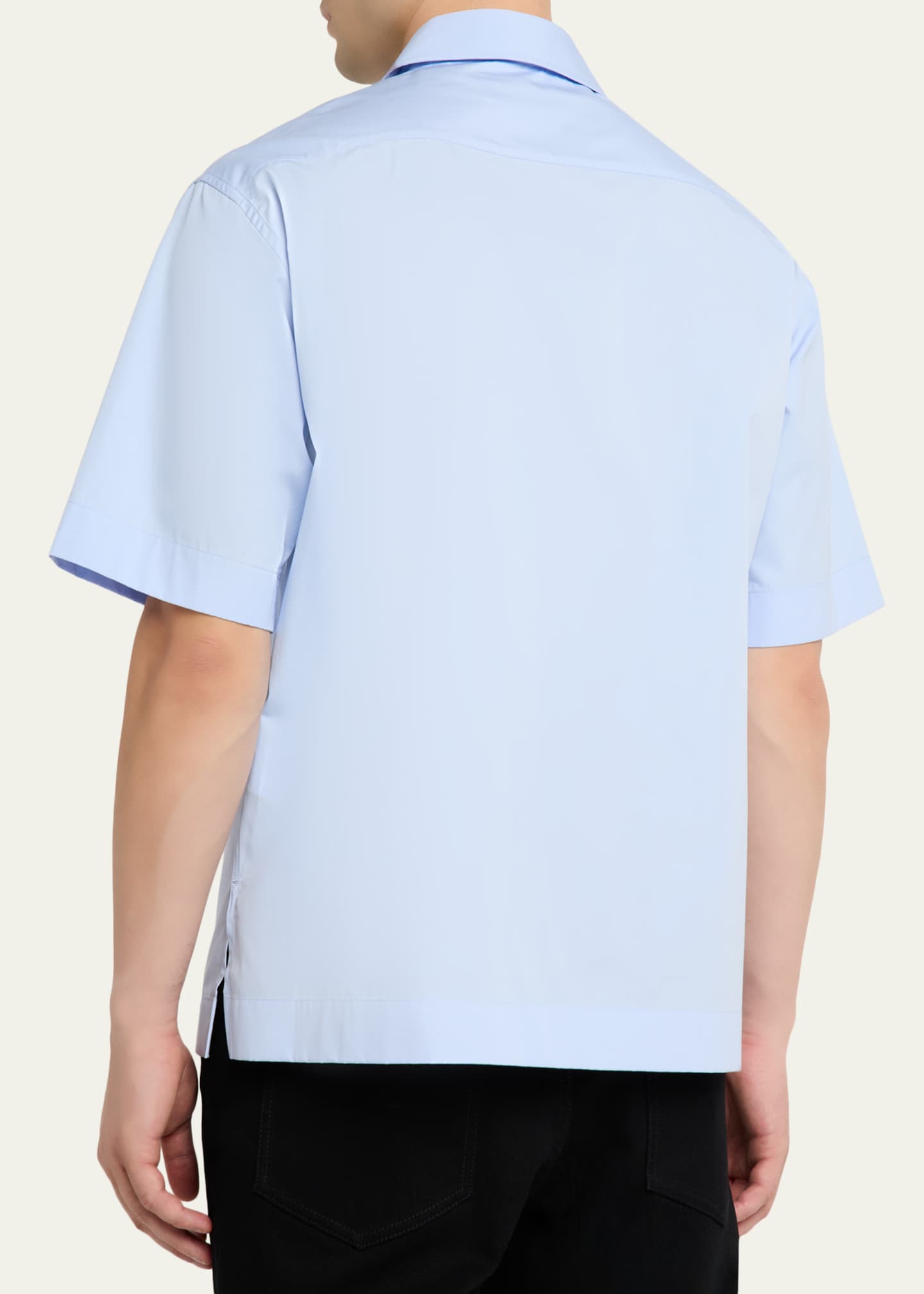 Givenchy Men's Poplin Short-Sleeve Shirt with Surrealism Print