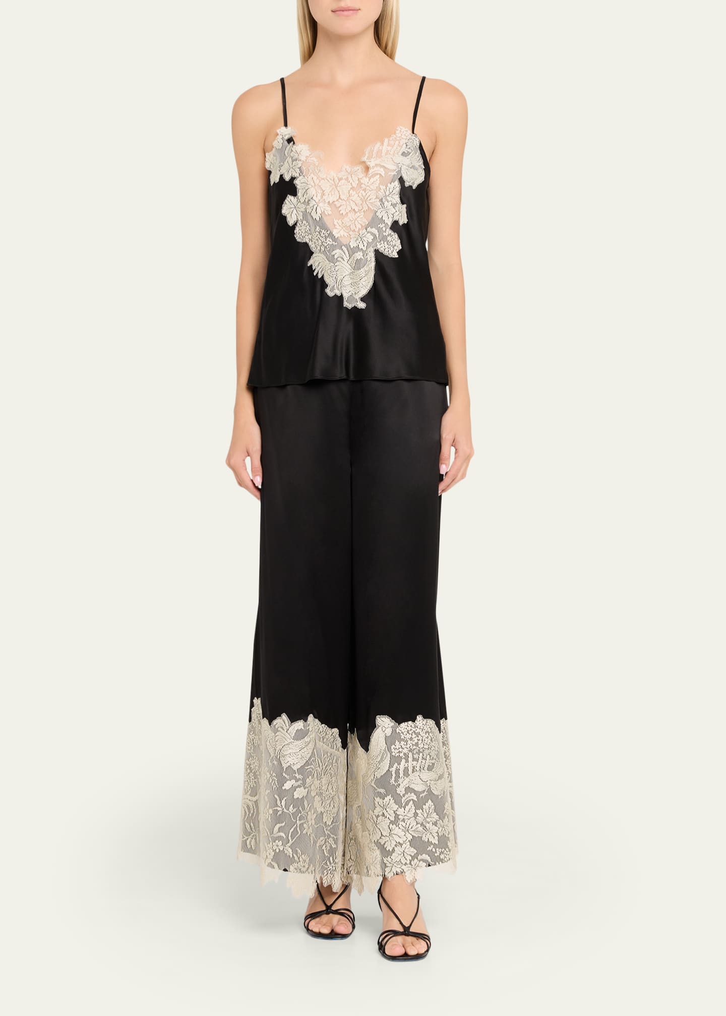 Rosie Assoulin Chicken Lace Inset Satin Cami Top - Bergdorf Goodman