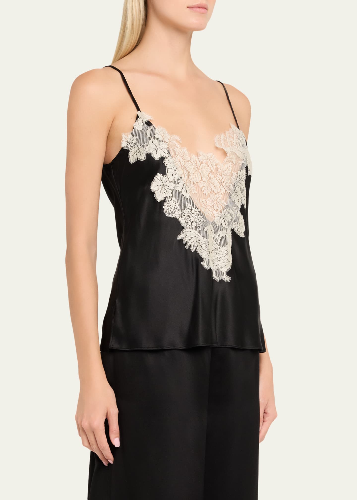 Rosie Assoulin Chicken Lace Inset Satin Cami Top - Bergdorf Goodman