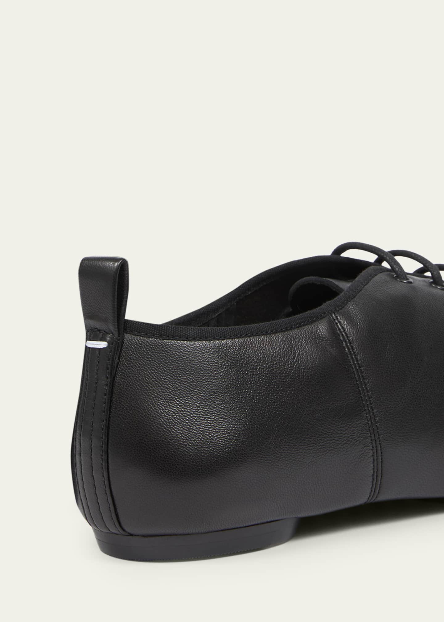 Maison Margiela Men's Tabi Jazz Leather Lace-Up Ballerina Flats