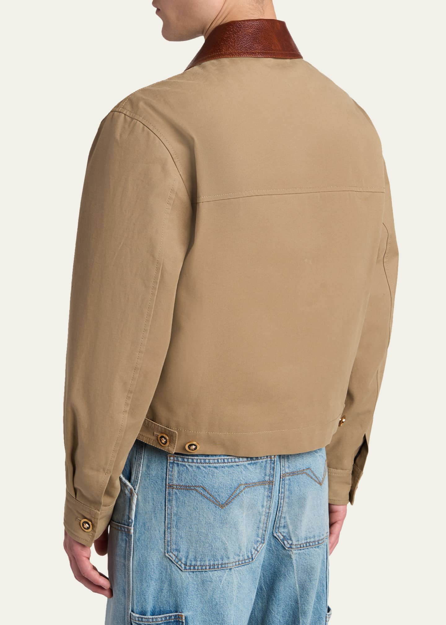 Versace Men's Leather Collar Blouson Jacket - Bergdorf Goodman