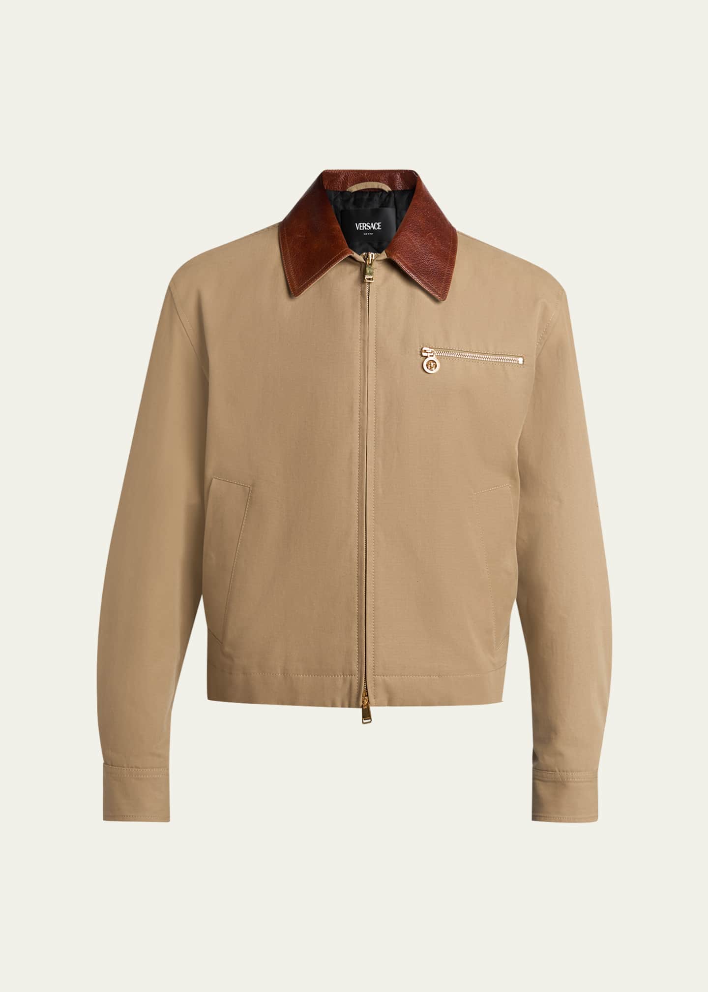 Versace Men's Leather Collar Blouson Jacket - Bergdorf Goodman