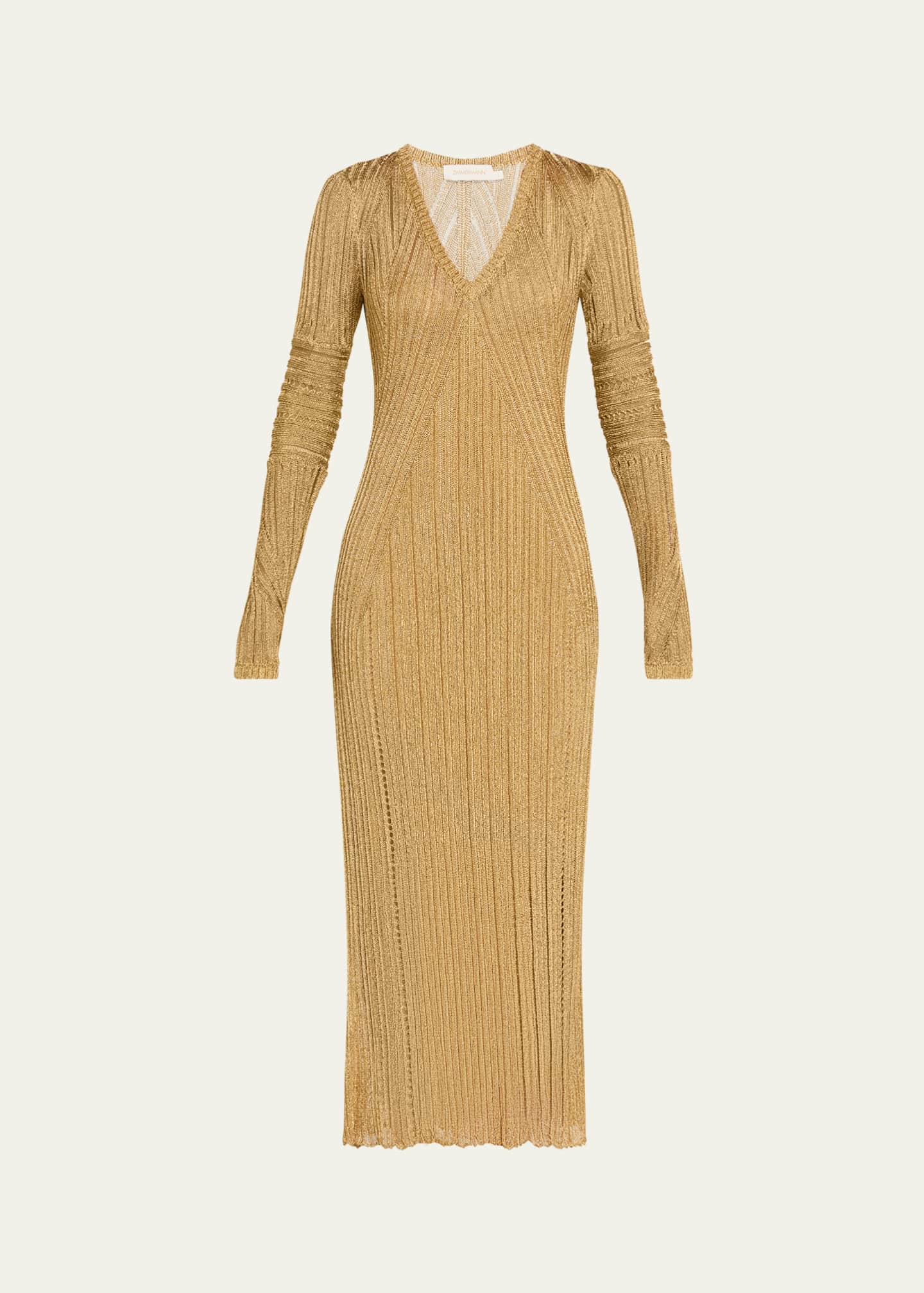 slim fit dress slacks Zimmermann // Gold Lyrical Lurex Long Sleeve Dress – VSP Consignment