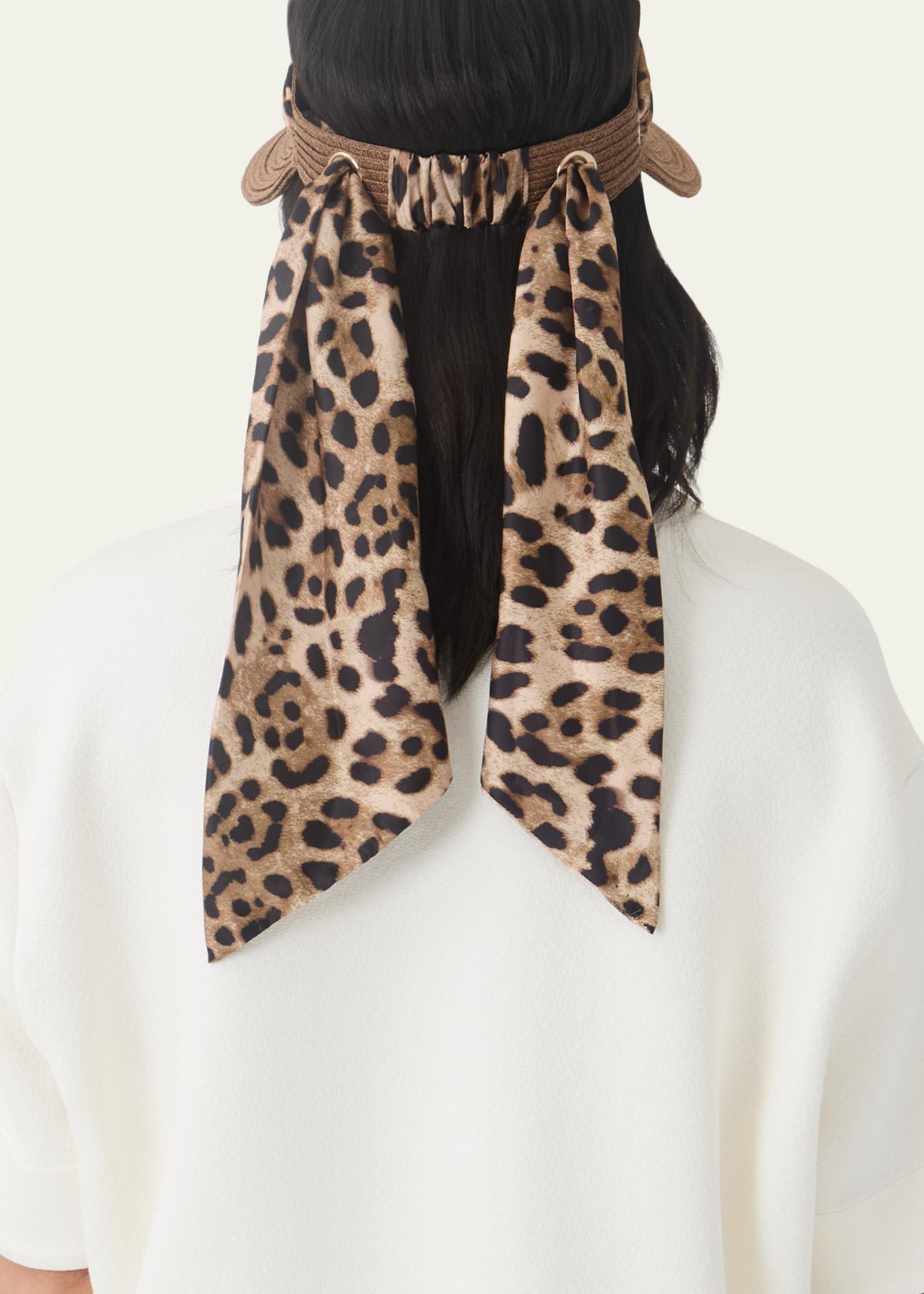 Eugenia Kim Ricky Packable Hemp Visor with Animal-Print Sash 