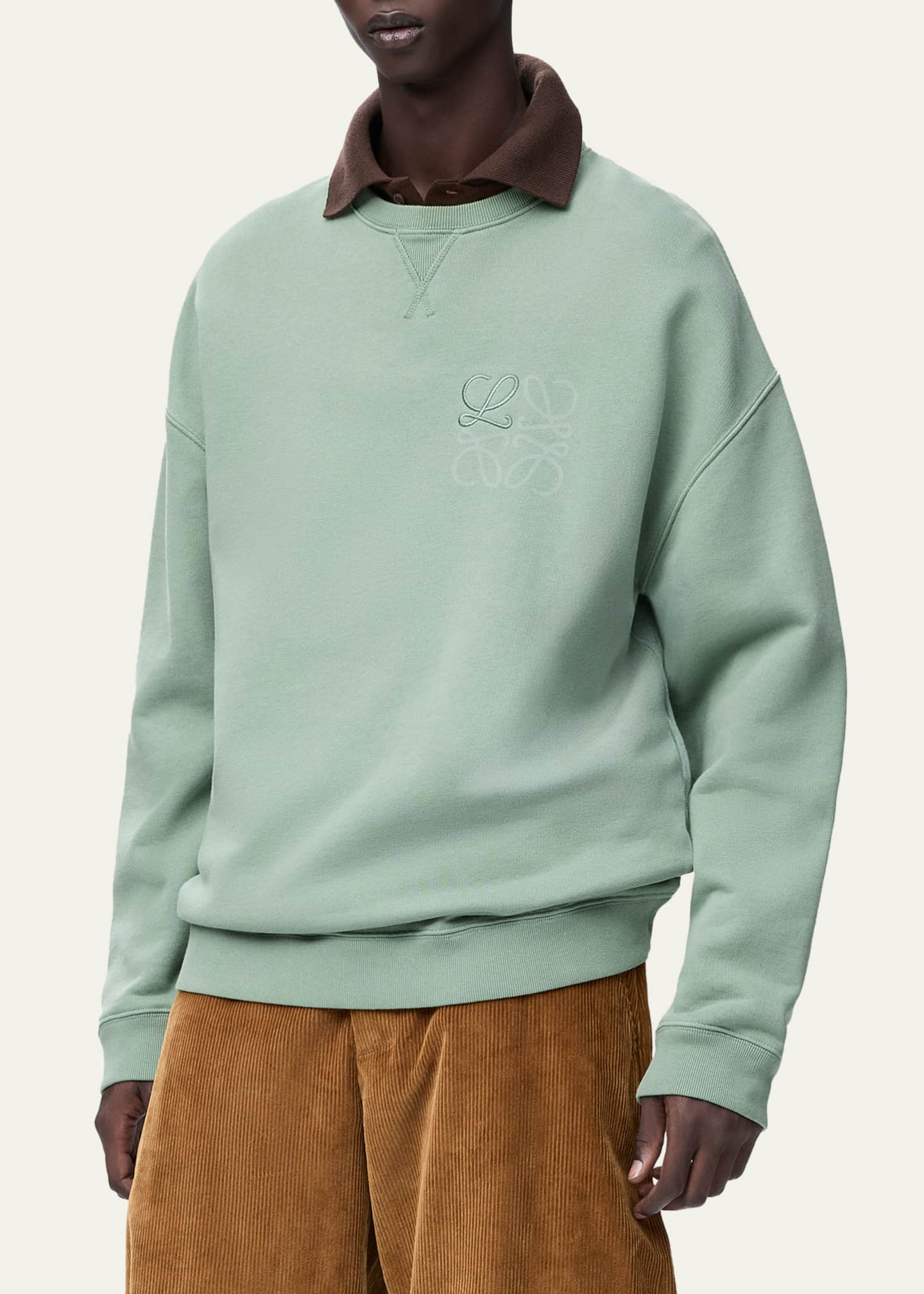 Loewe Men's Print-Embroidered Anagram Sweatshirt - Bergdorf Goodman