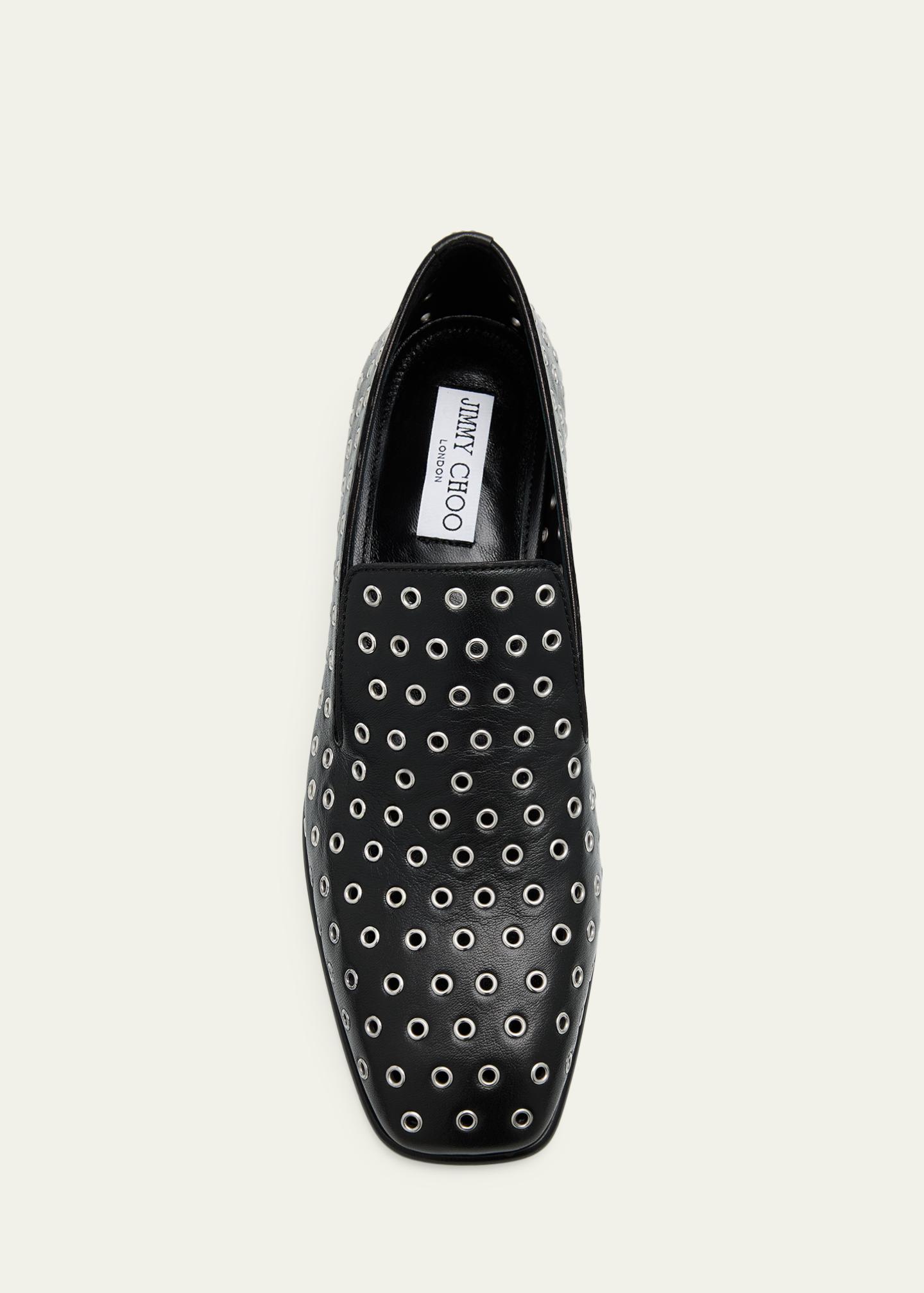 Jimmy Choo 45mm Elliot Grommet Leather Loafers - Bergdorf Goodman