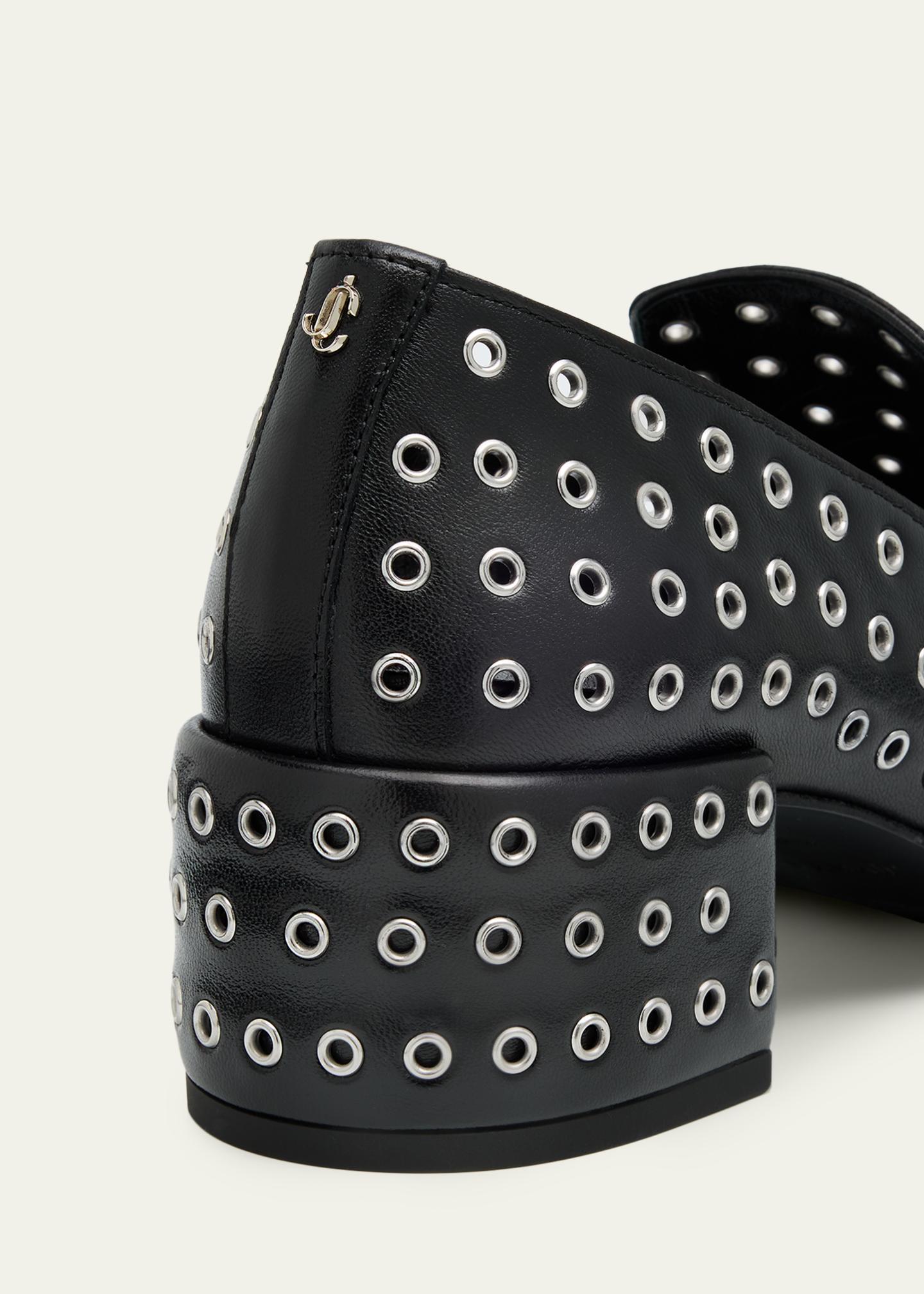 Jimmy Choo 45mm Elliot Grommet Leather Loafers - Bergdorf Goodman