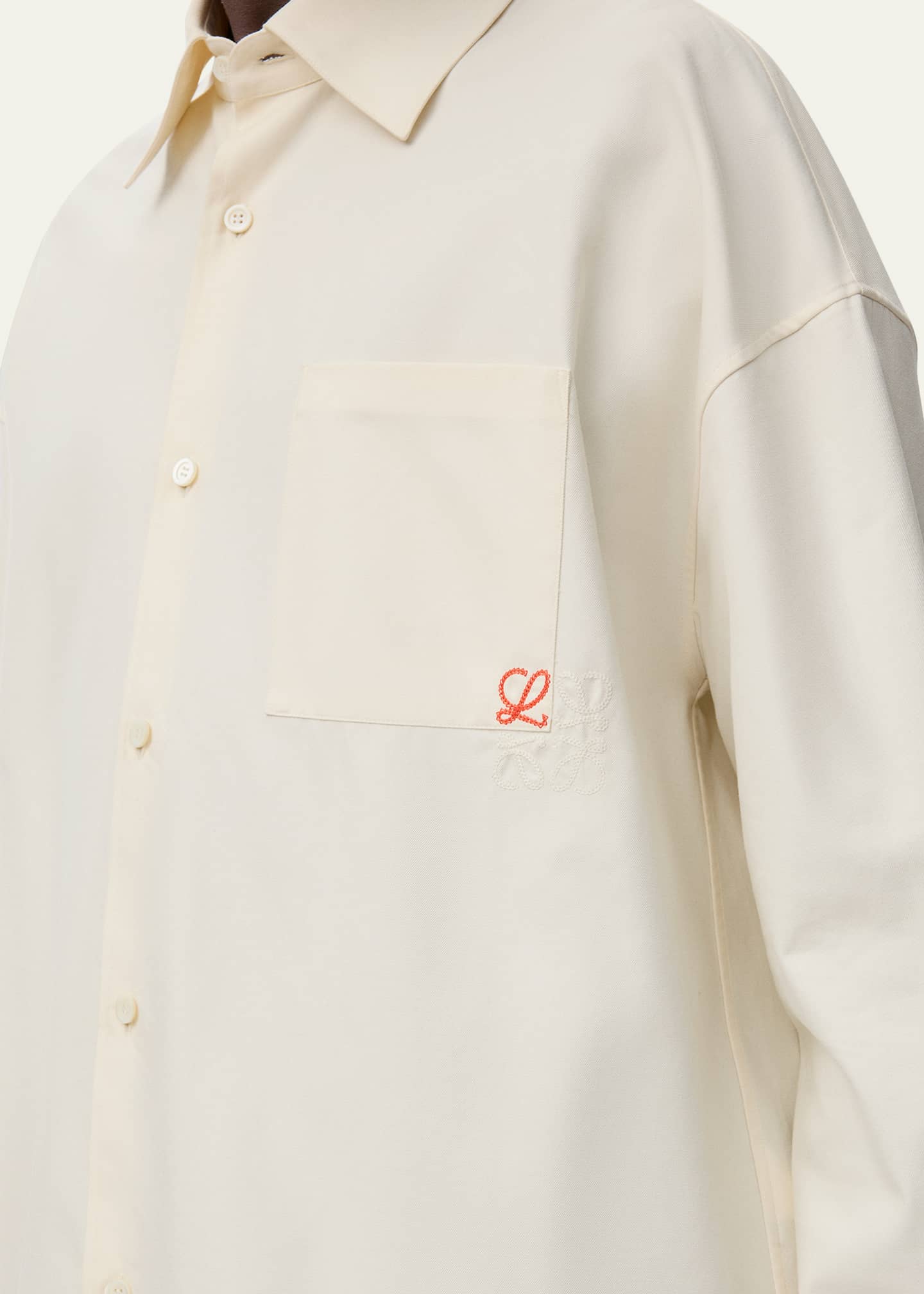 Loewe Men's Embroidered Anagram Pocket Button-Down Shirt