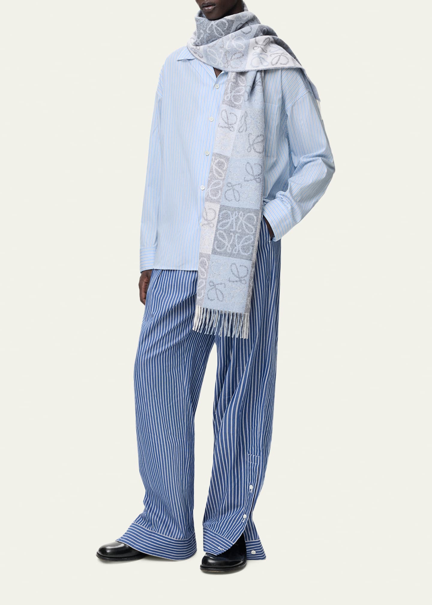 Loewe Men's Stripe Poplin Elastic-Hem Button-Down Shirt - Bergdorf