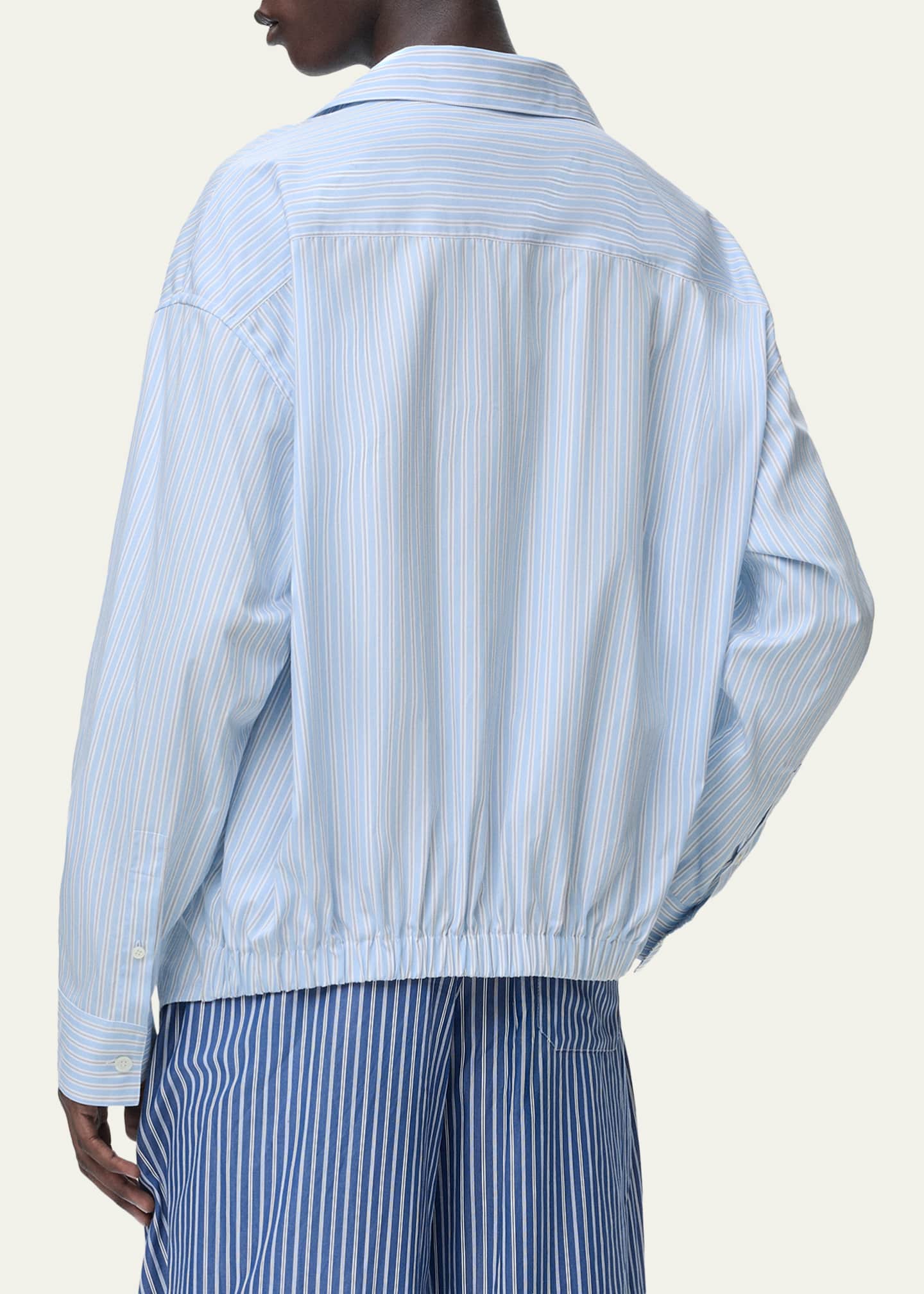 Loewe Men's Stripe Poplin Elastic-Hem Button-Down Shirt - Bergdorf