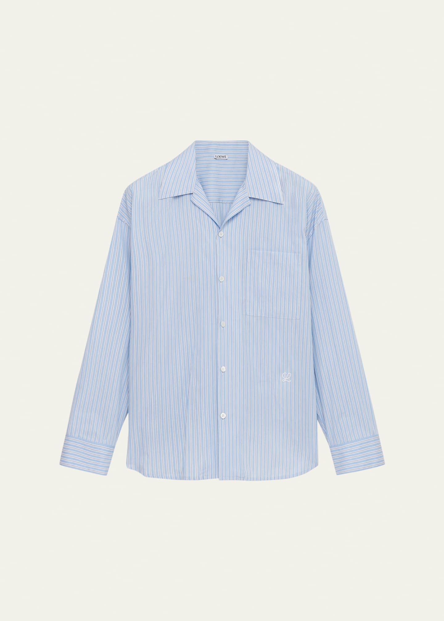 LOEWE トロンプルイユストライプシャツ Loewe Men's Stripe Poplin Elastic-Hem Button-Down Shirt - Bergdorf