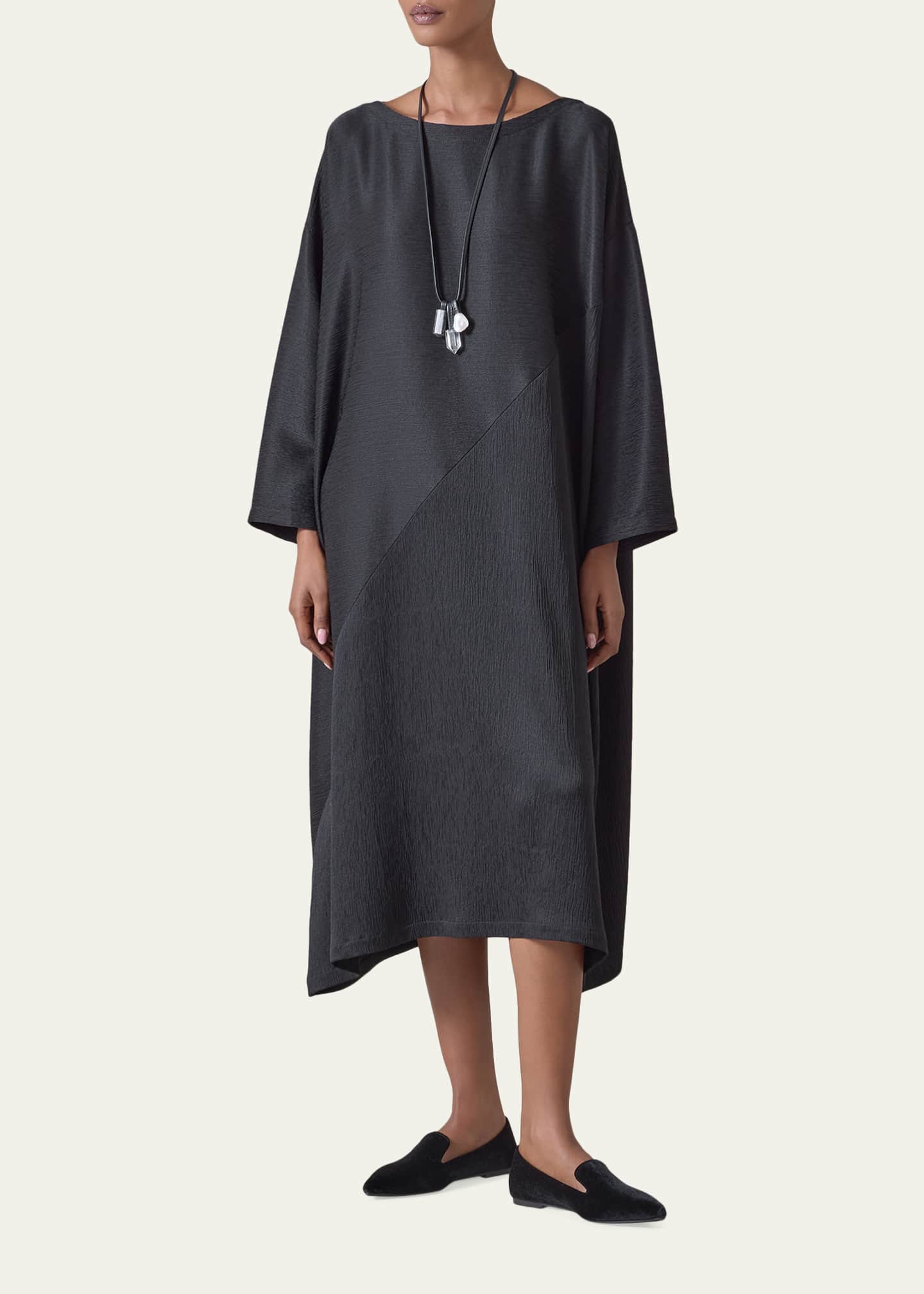 Eskandar Silk Pliss Midi Dress