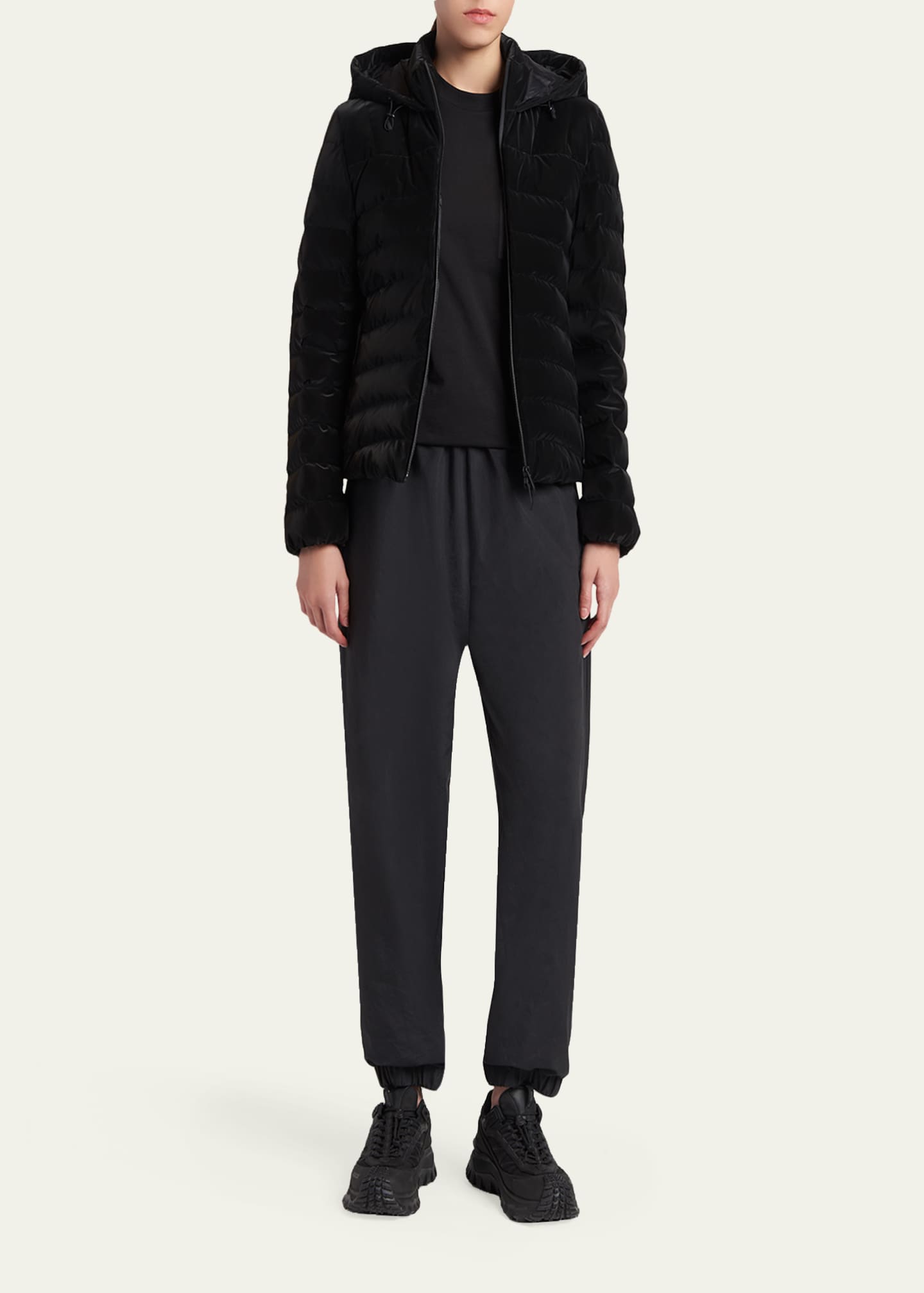 Moncler Trefle Hooded Down Velour Jacket - Bergdorf Goodman