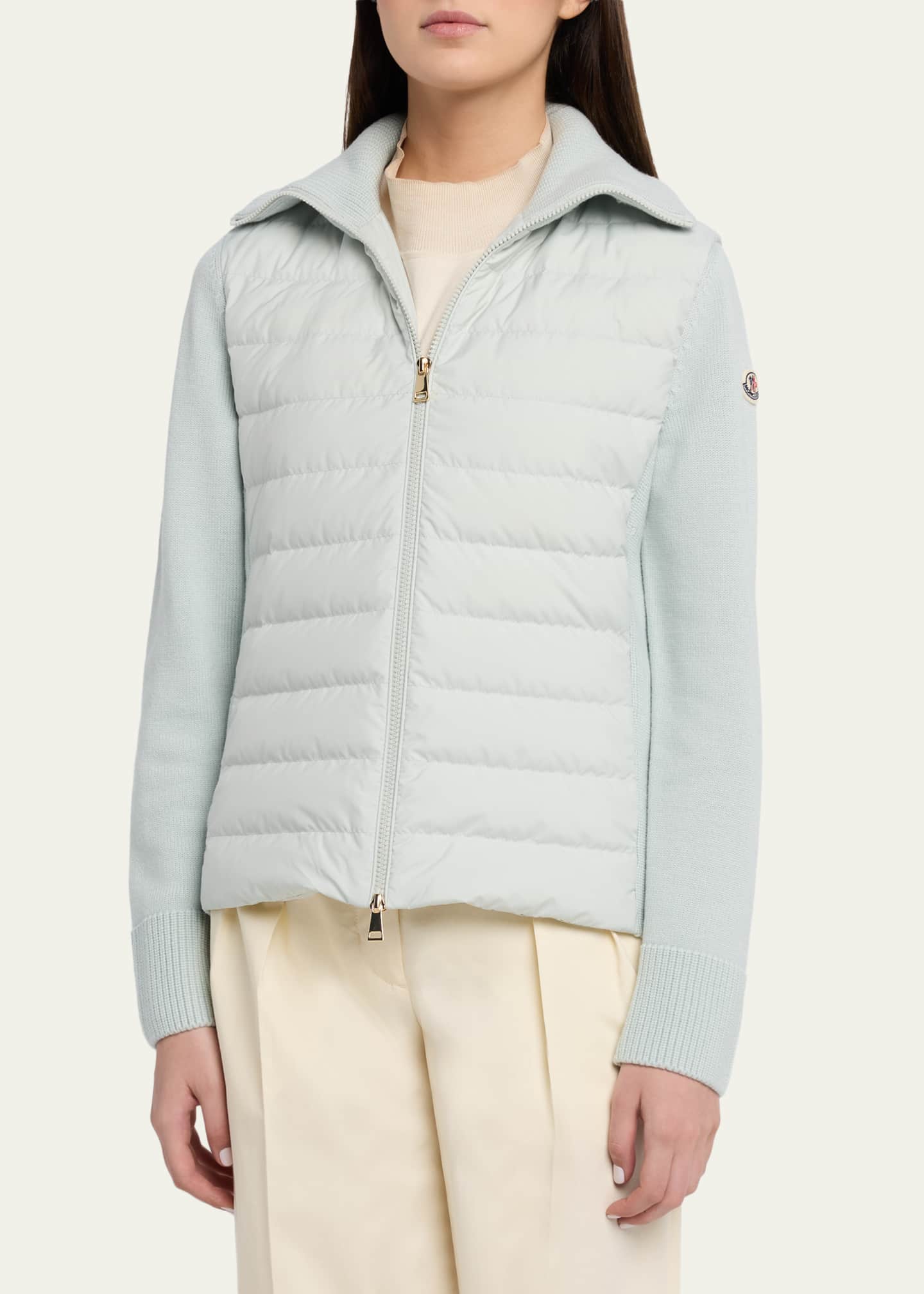 Moncler Padded Wool Zip-Up Cardigan - Bergdorf Goodman