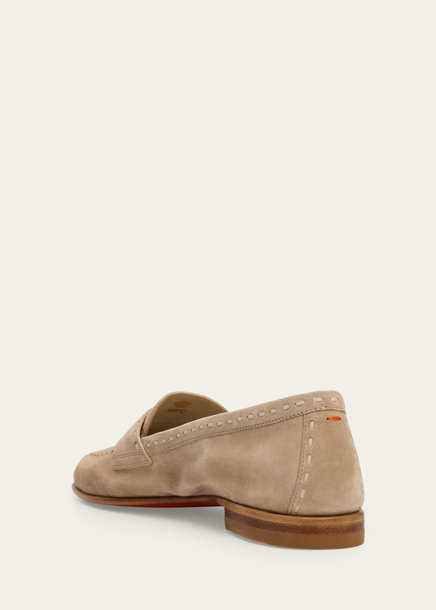 Santoni Marlene Suede Penny Loafers - Bergdorf Goodman