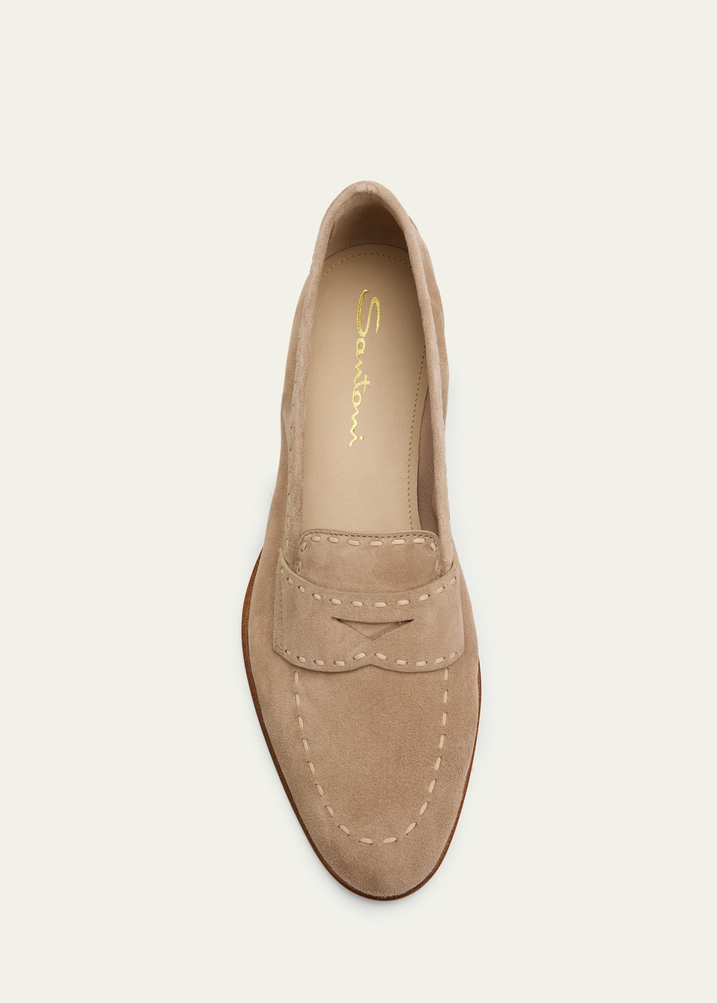 810.SANTONI ファットアマーニ ブラインドフルブローグ 6.5 Santoni Marlene Suede Penny Loafers - Bergdorf Goodman